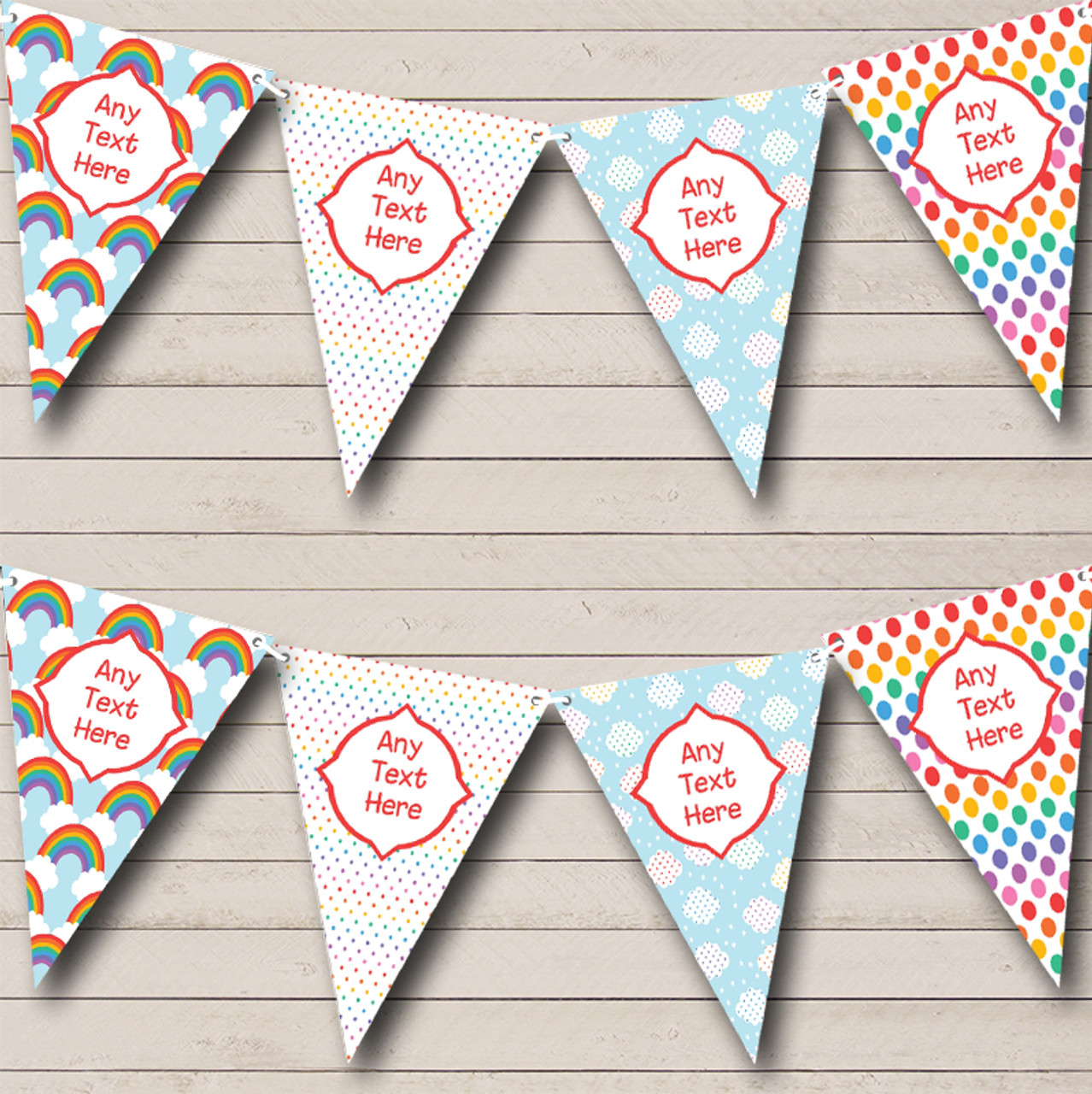 Rainbow Cloud Colours Personalised Children's Birthday Party Bunting Banner 
