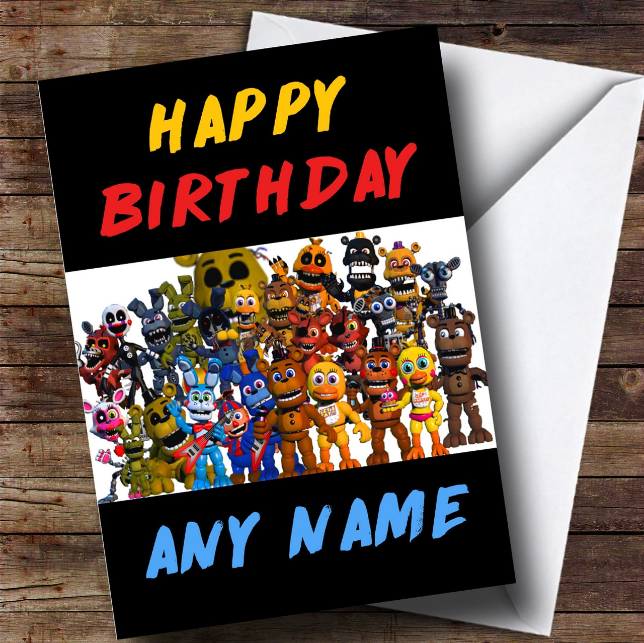 AGE RELATION FIVE NIGHTS AT FREDDY'S PERSONALISED BIRTHDAY CARD ANY NAME 