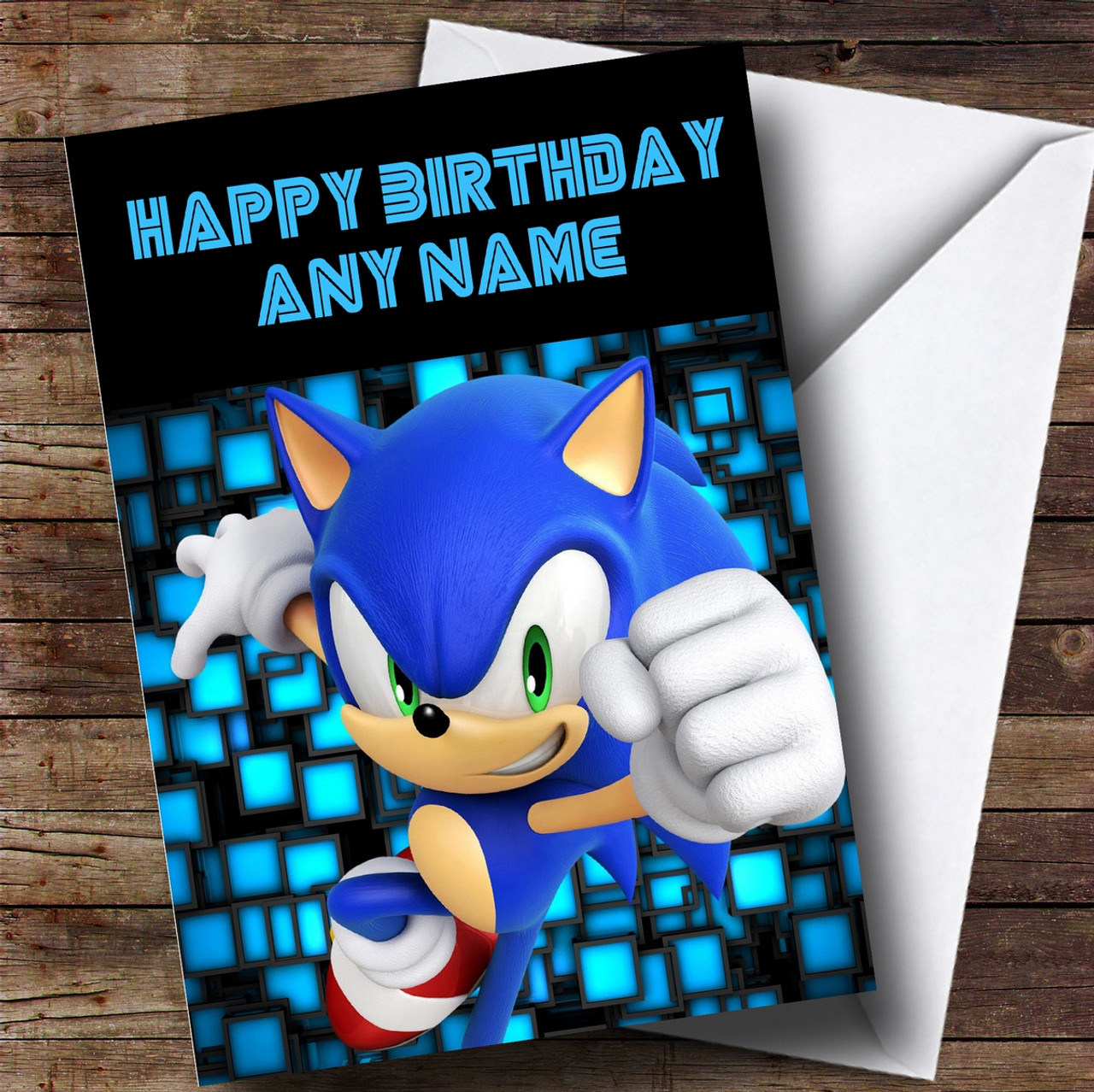Personalized Black Sonic The Hedgehog Children S Birthday Card Red Heart Print - blue roblox personalized birthday card red heart print