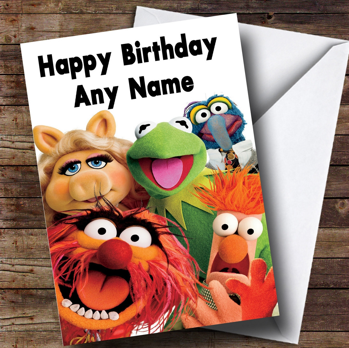 Personalized The Muppets Characters Children's Birthday Card Red Heart Print