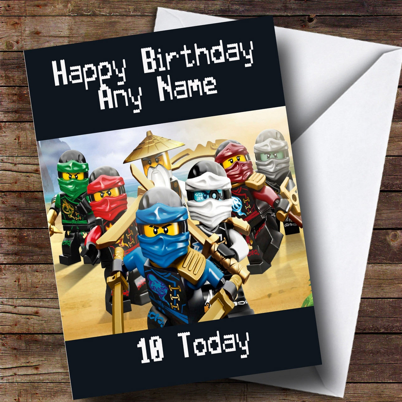 Personalized Lego Ninjago Black Children s Birthday Card