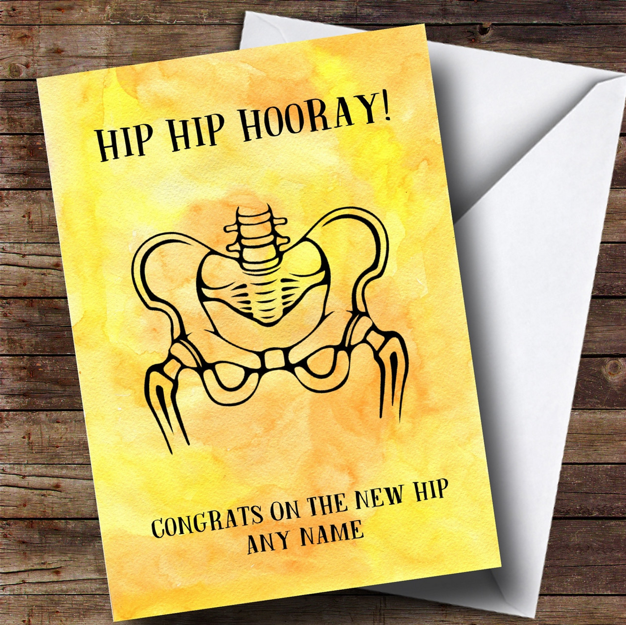 Personalized Funny Hip Hip Hooray Get Well Soon Card - Red Heart Print