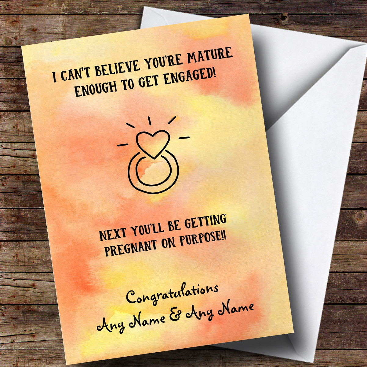 Personalized Funny Next You'll Be Pregnant Engagement Card - Red Heart Print