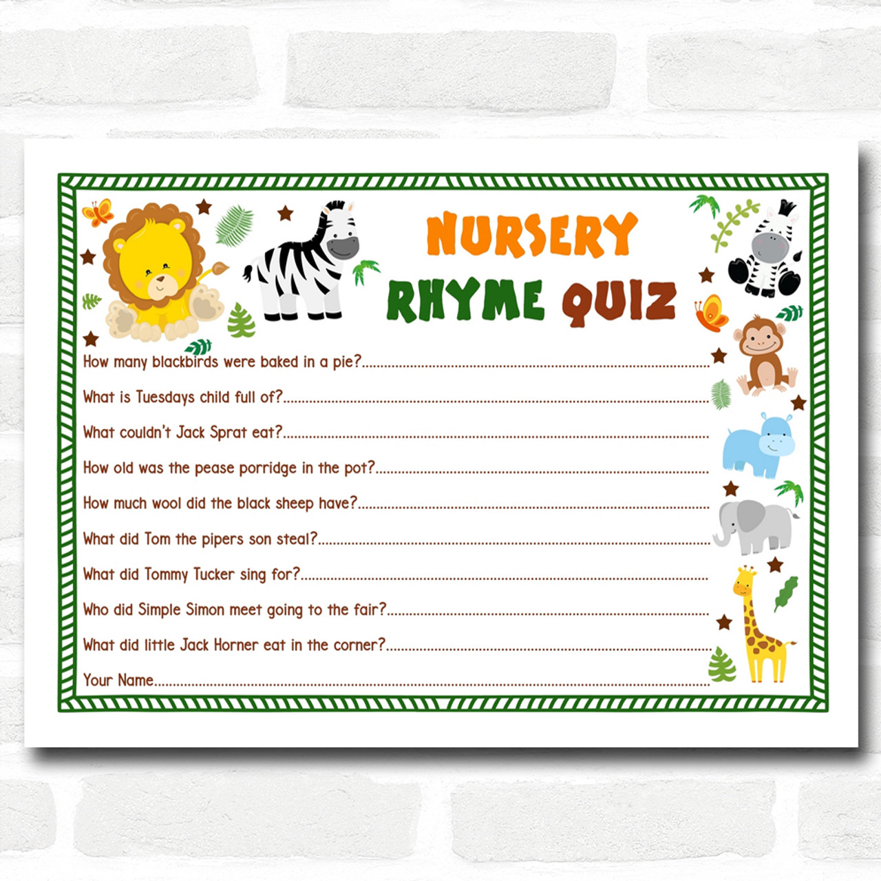 baby shower games nursery rhymes