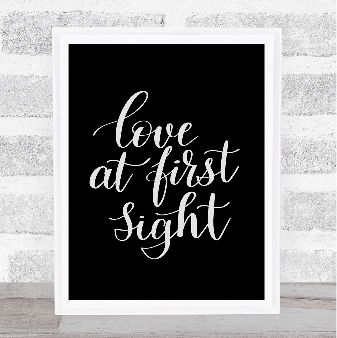 Love At First Sight Quote Print Black & White - Red Heart Print