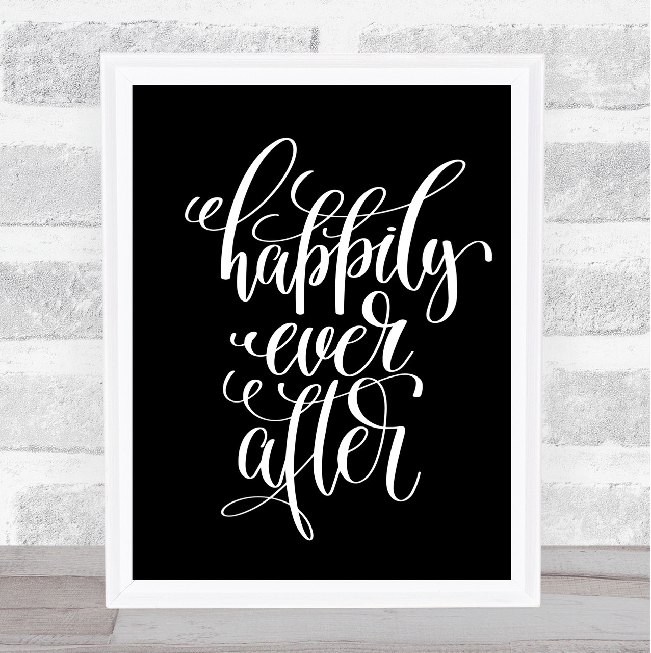Happily Ever After Quote Print Black & White - Red Heart Print happily-ever-after-quote-print-black-white-red-heart-print