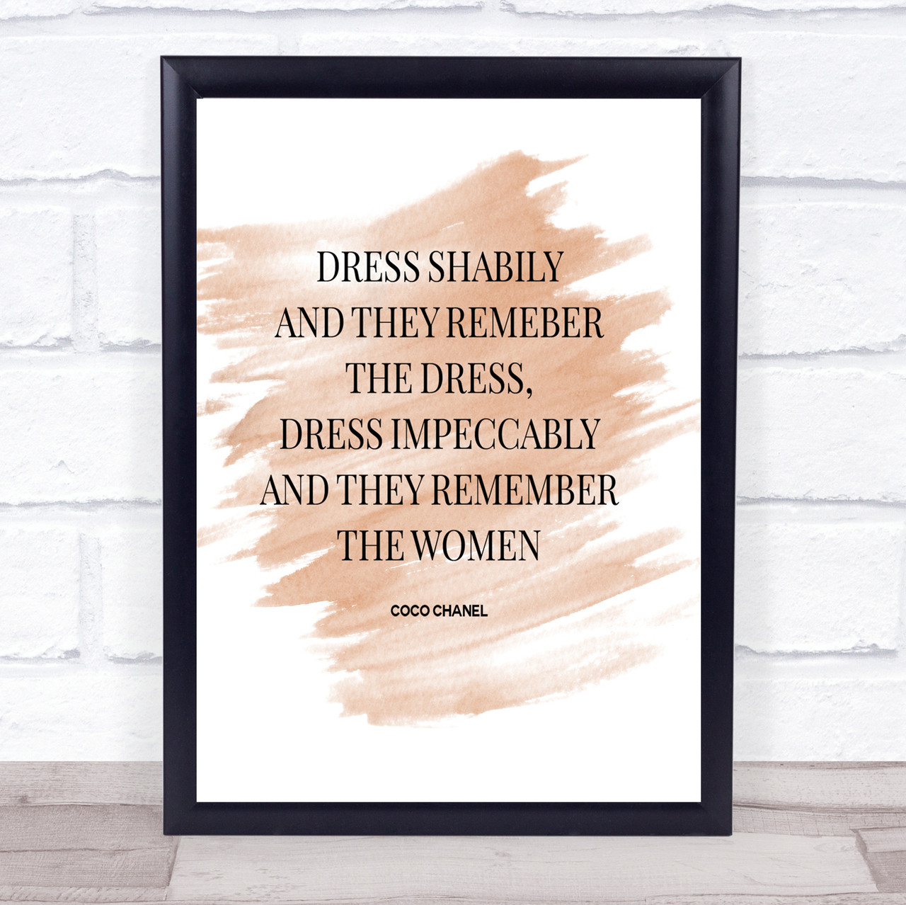 Coco Chanel Dress Quote Print Watercolour Wall Art - Red Heart Print