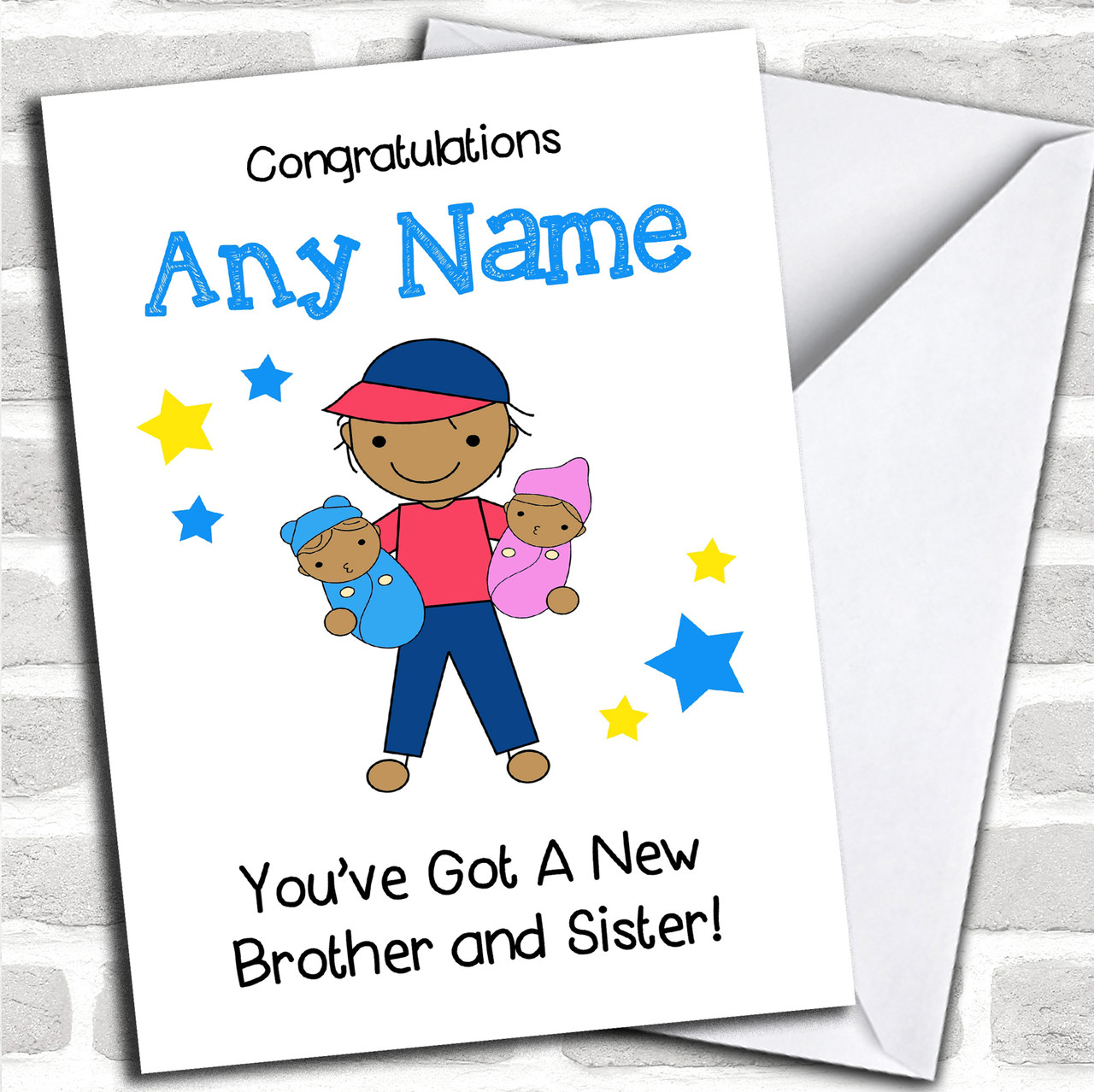 Asian Congratulations Twin Brother Sister Boy Girl Personalized Sibling Card Red Heart Print - congratulations roblox piano