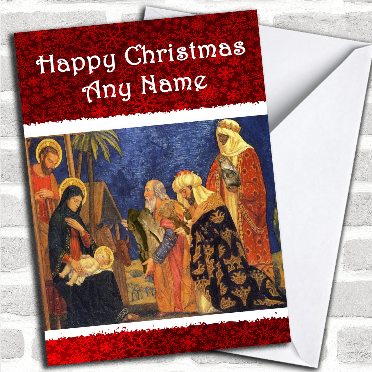 Traditional Nativity Christmas Card Personalized - Red Heart Print traditional-nativity-christmas-card-personalized-red-heart-print