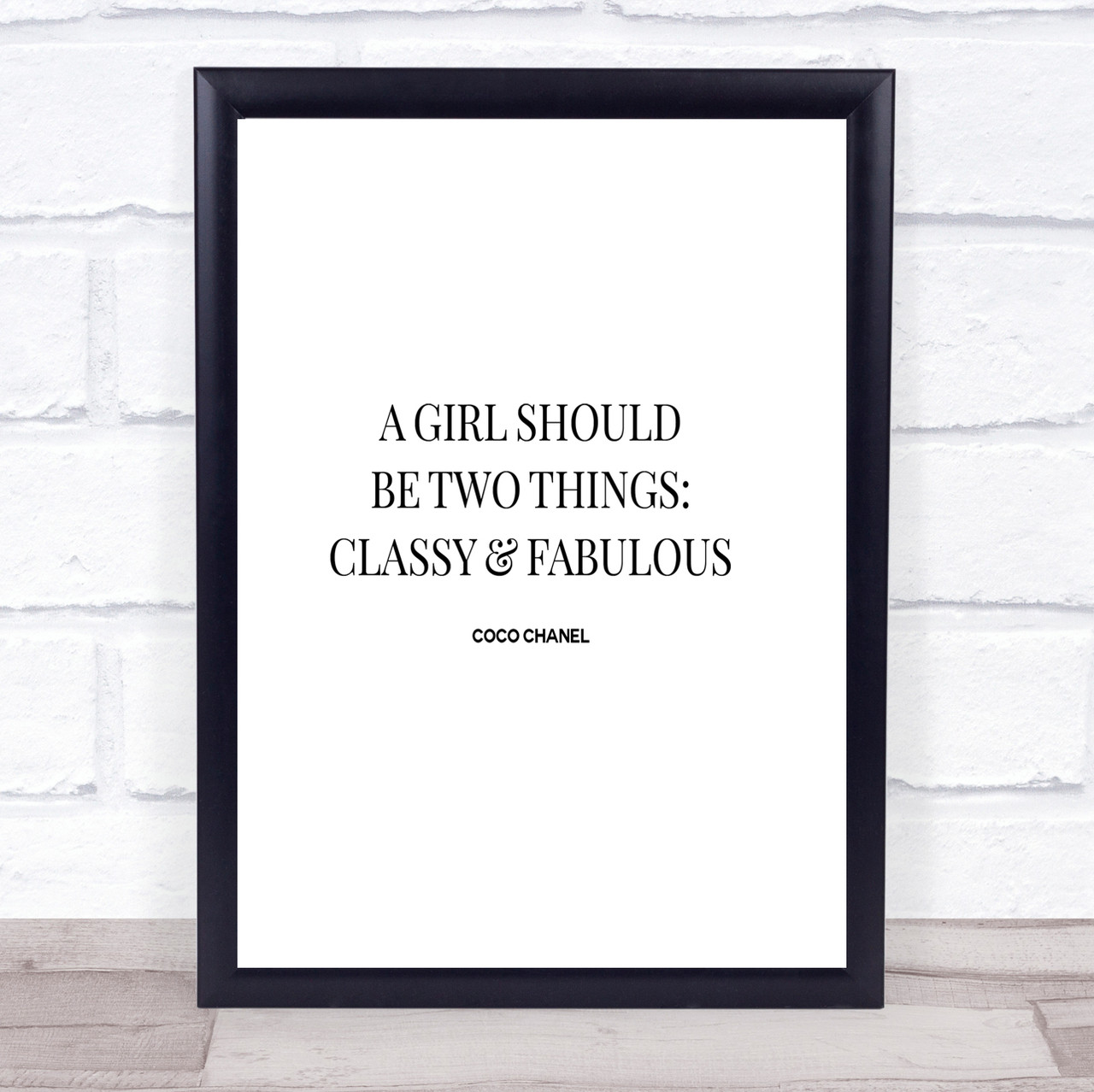 Coco Chanel Classy Fabulous Quote Print Poster Typography Word