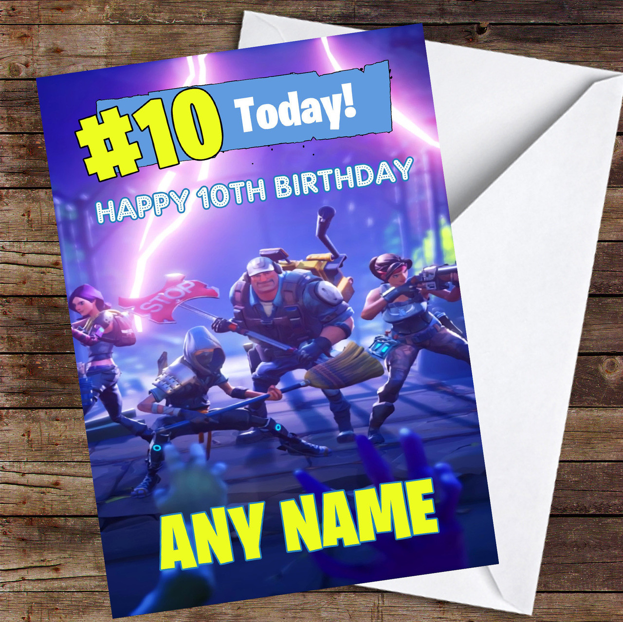 Fortnite Game Save The World Skins Any Age Personalized Children's Birthday Card - Red Heart Print