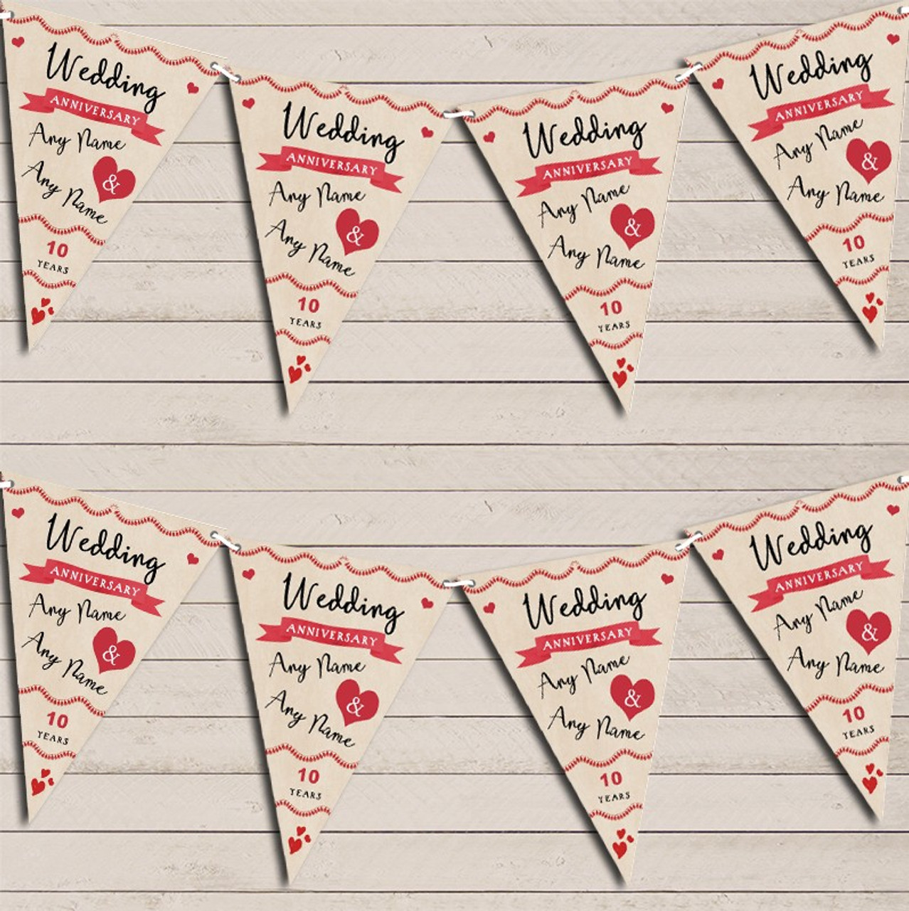 Personalised Wedding Anniversary Bunting Party Flag Banner Decoration Garland 