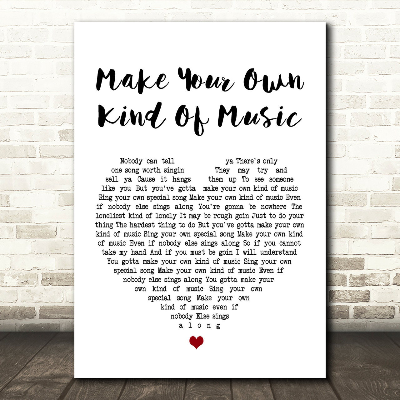 Mama Cass Elliot Make Your Own Kind Of Music Heart Song Lyric Quote Print Red Heart Print