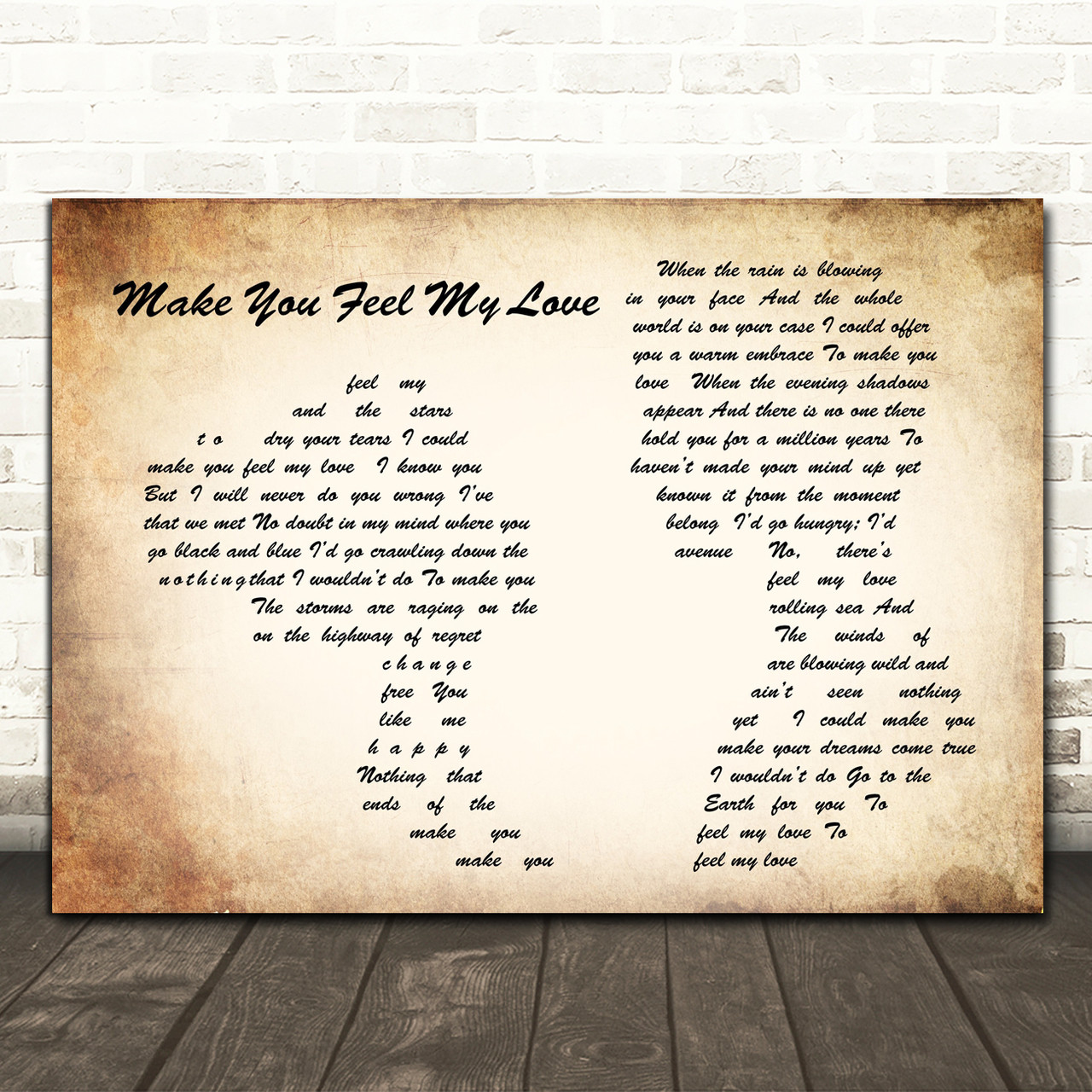 Adele 'make You Feel My Love' Song Lyrics Print 