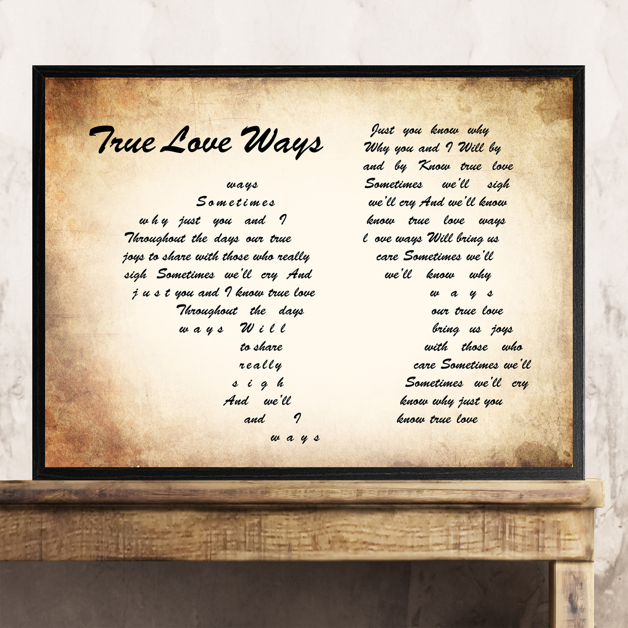 BUDDY HOLLY True Love Ways Music Song Lyrics Wall Art 