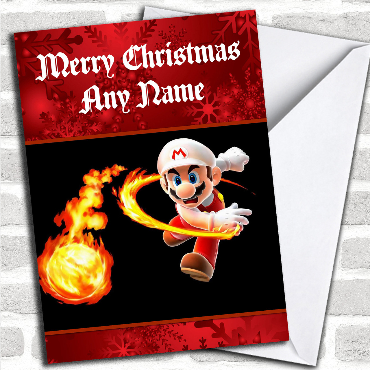 Super Mario Personalized Christmas Card - Red Heart Print super-mario-personalized-christmas-card-red-heart-print