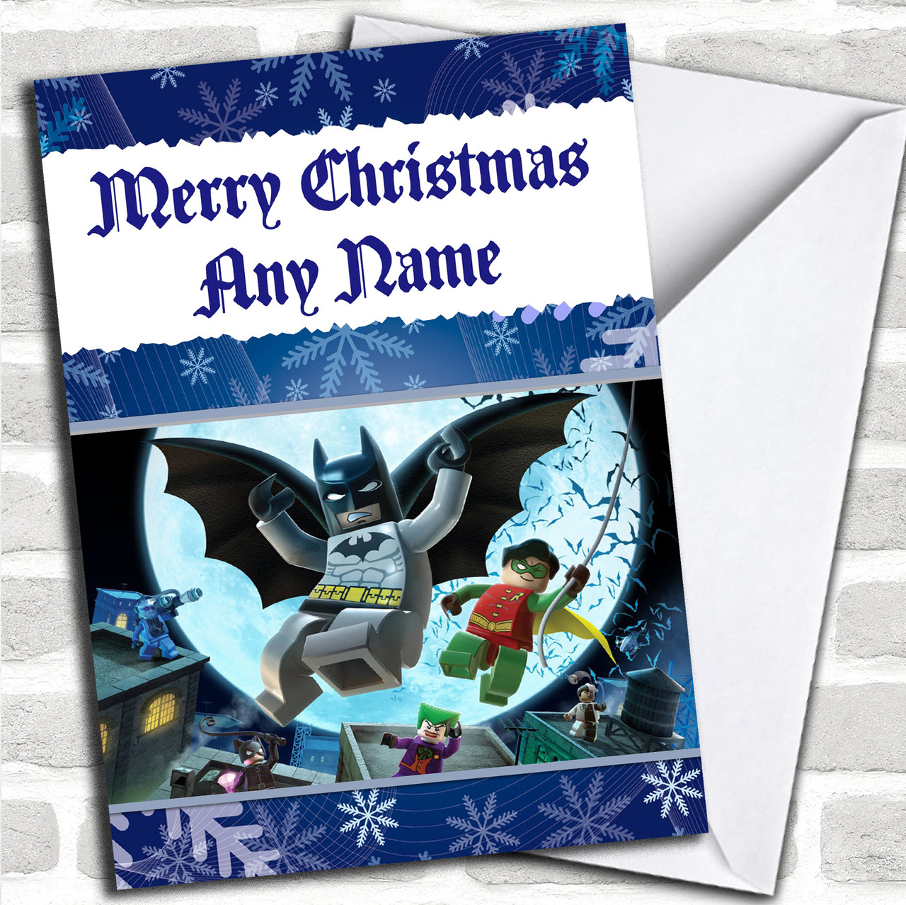 Lego Batman Blue Personalized Christmas Card - Red Heart Print lego-batman-blue-personalized-christmas-card-red-heart-print