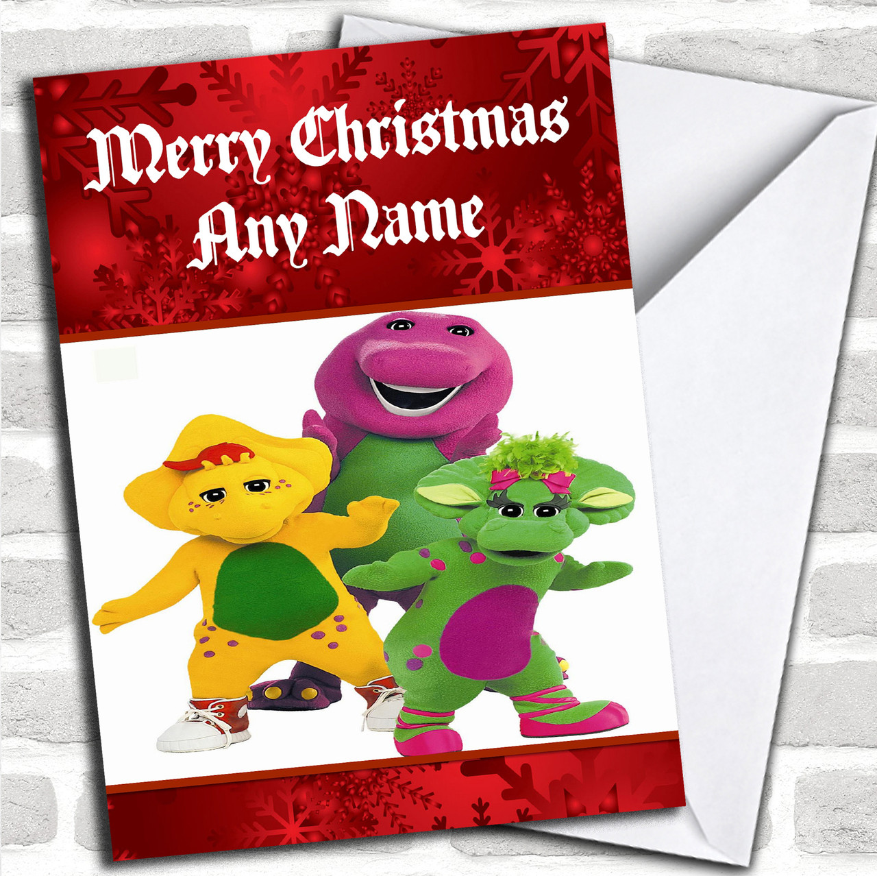 Barney Personalized Christmas Card Red Heart Print - baby barney roblox