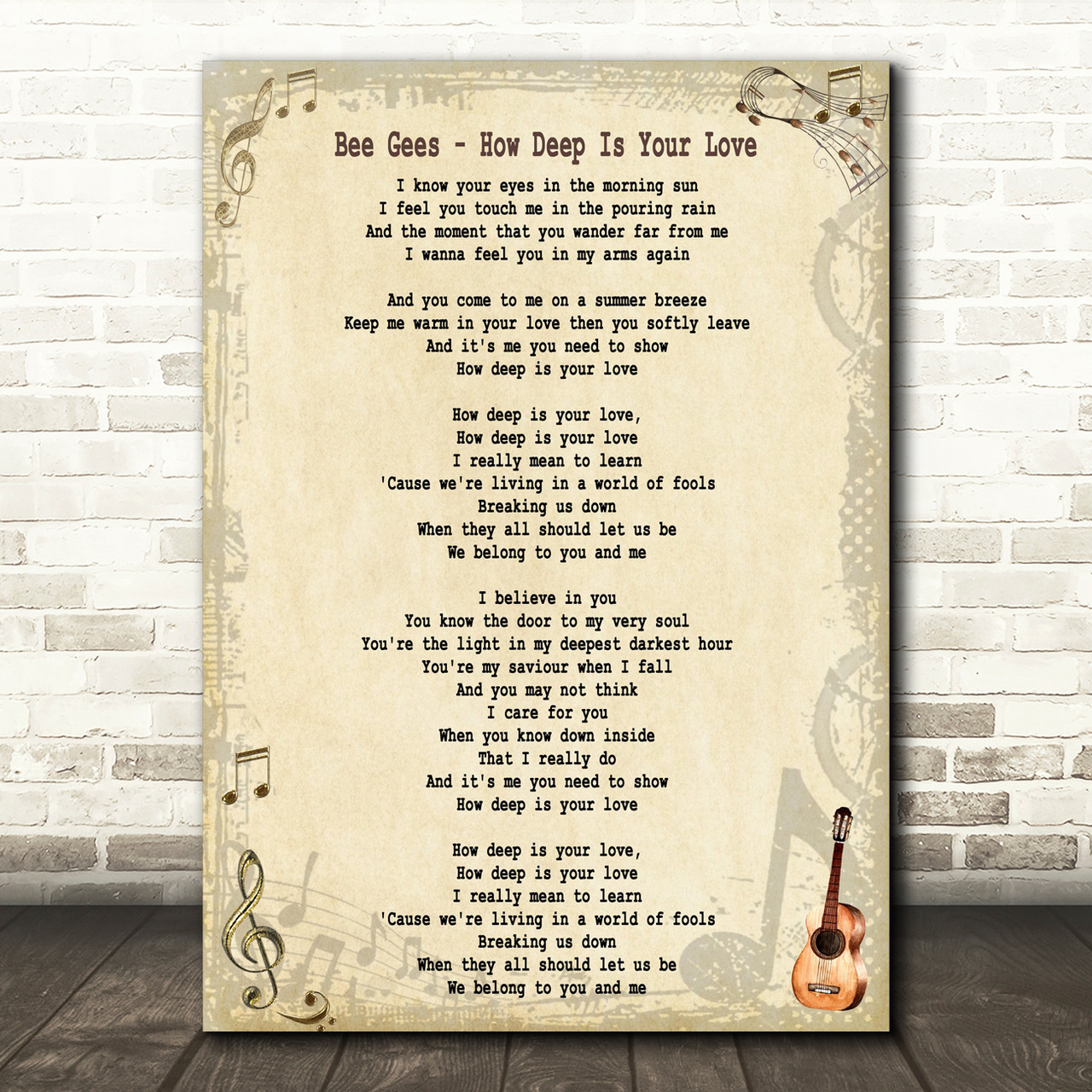 Bee Gees How Deep Is Your Love Song Lyric Quote Print Red Heart Print