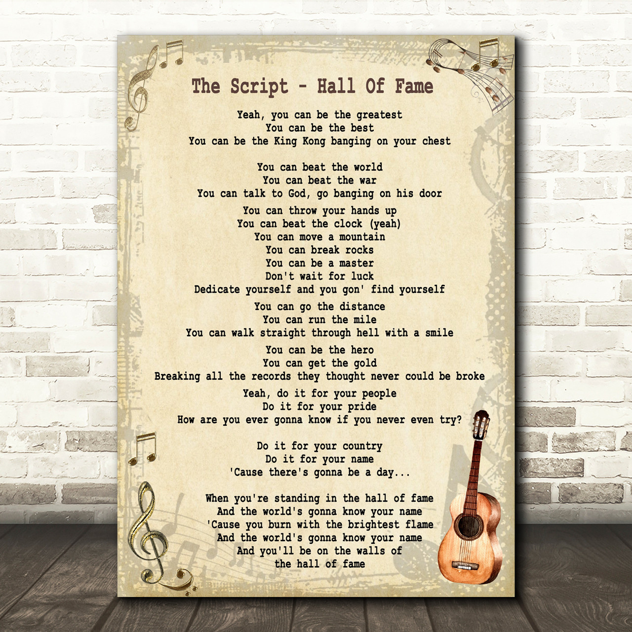 The Script Hall Of Fame Song Lyric Vintage Quote Print Red Heart - roblox songs hall of fame