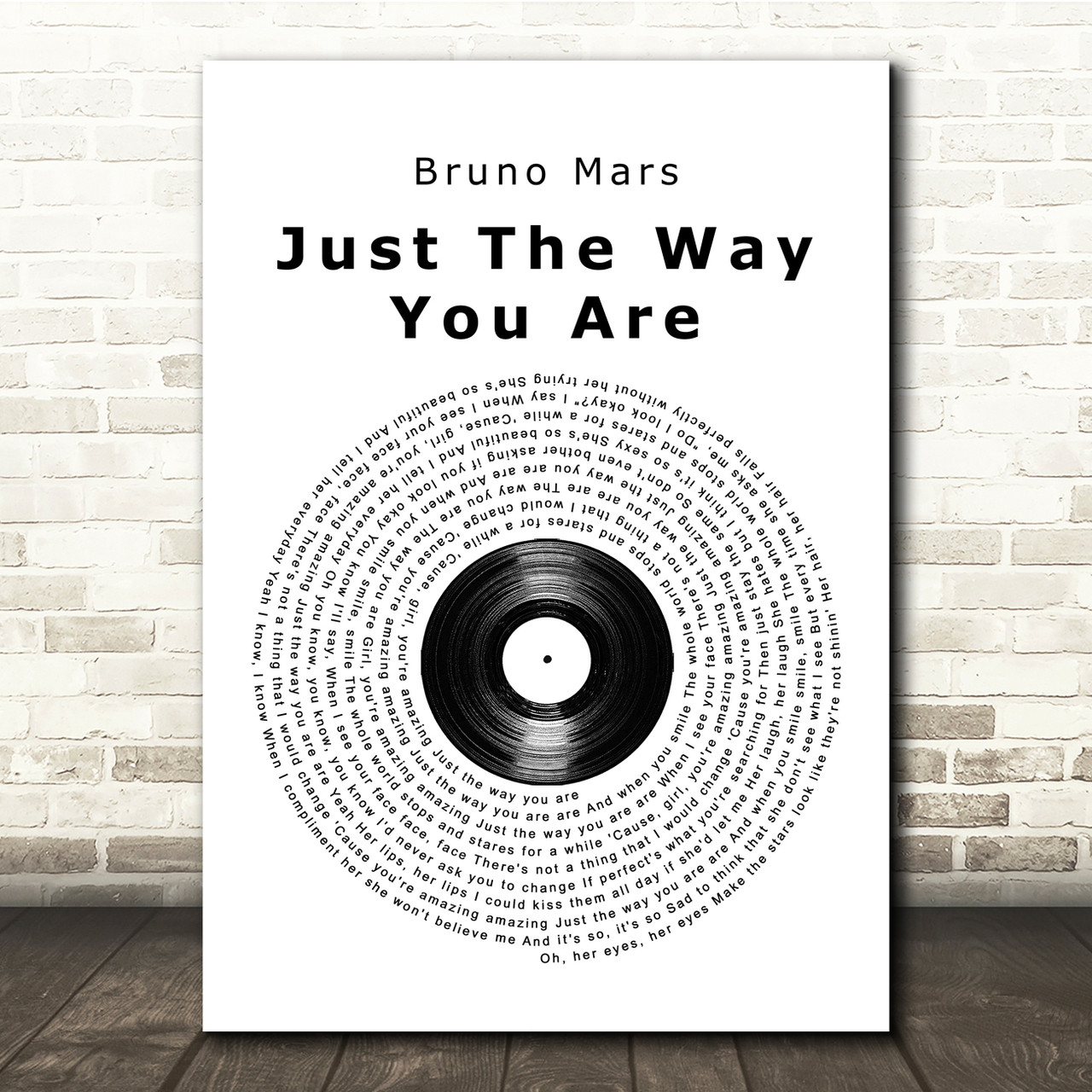 Bruno Mars Just The Way You Are Vinyl Record Song Lyric Quote Print