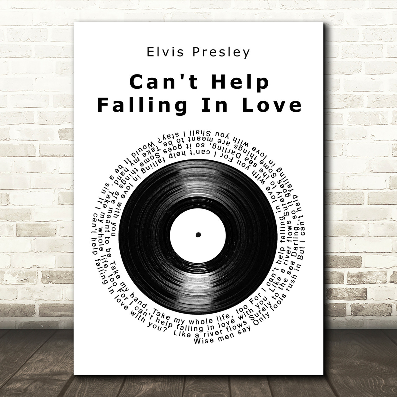 Elvis Presley Can’t Help Falling In Love Vinyl Record Song Lyric