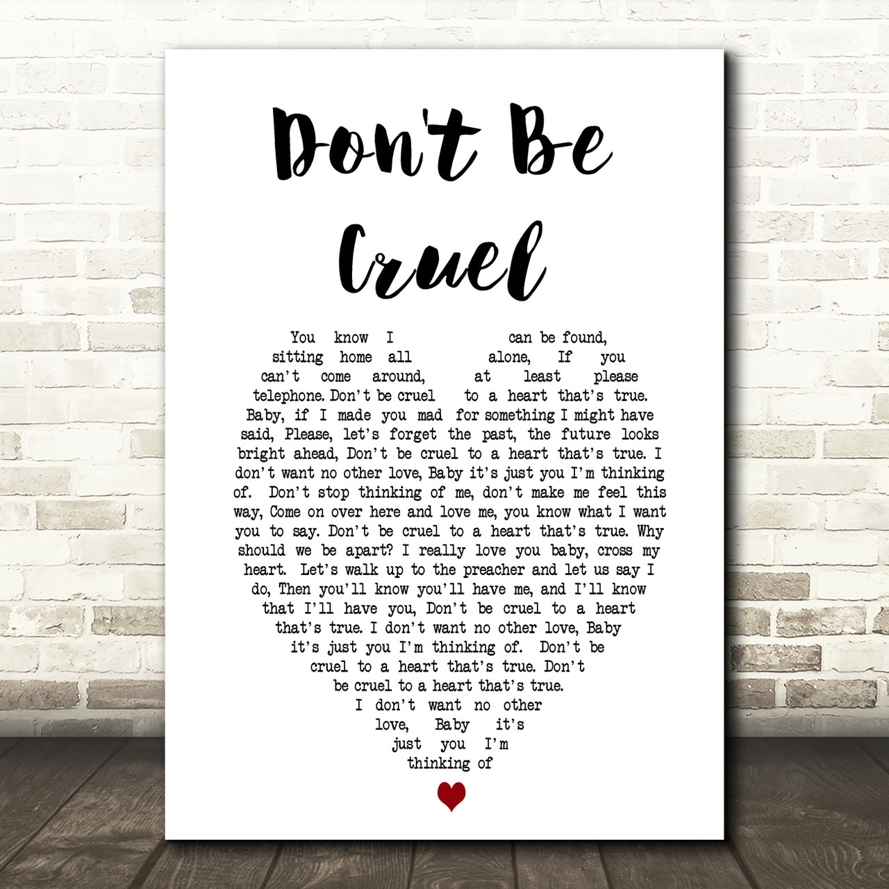 Elvis Presley Don T Be Cruel Heart Song Lyric Quote Print Red Heart Print
