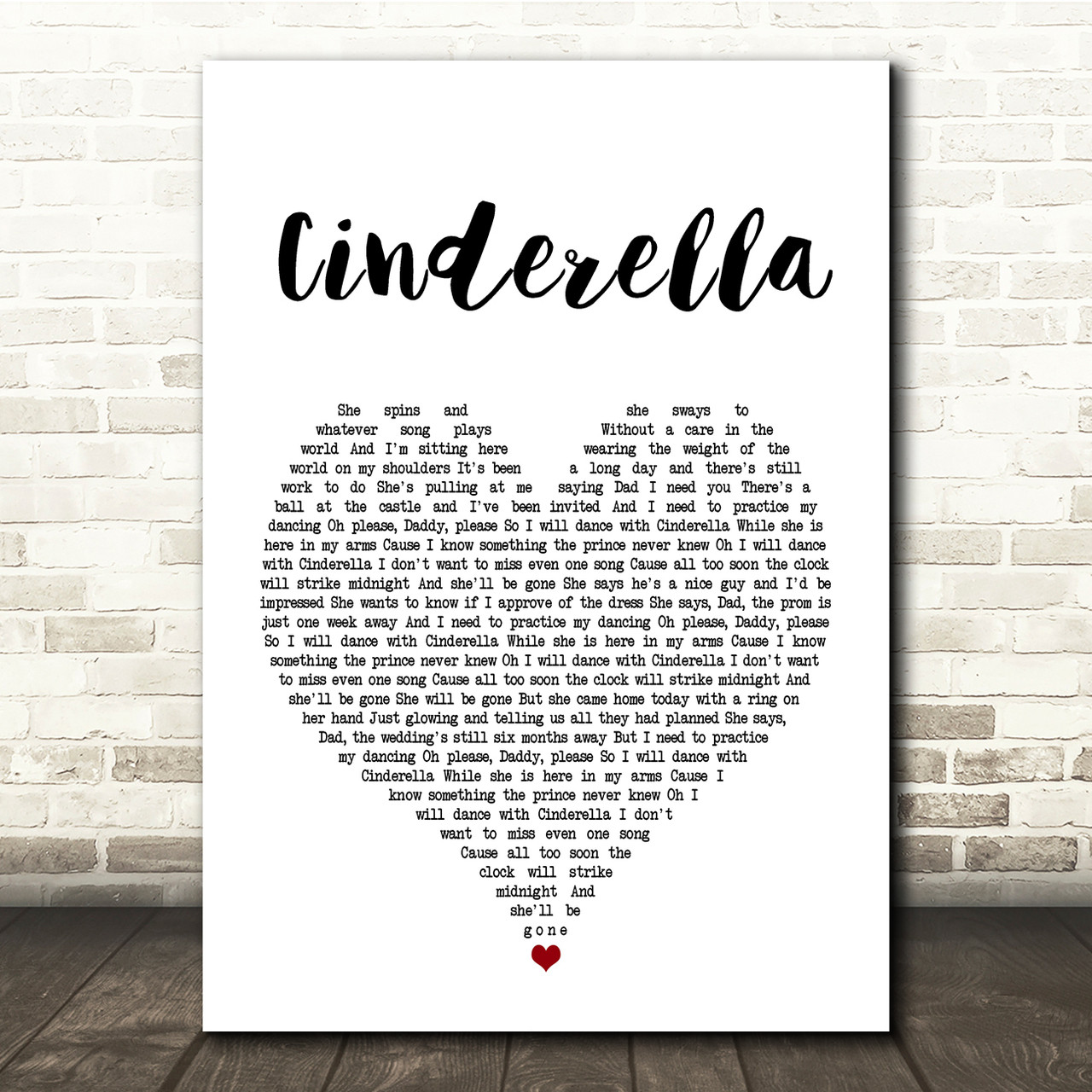 Steven Curtis Chapman Cinderella White Heart Song Lyric Quote Print Red Heart Print