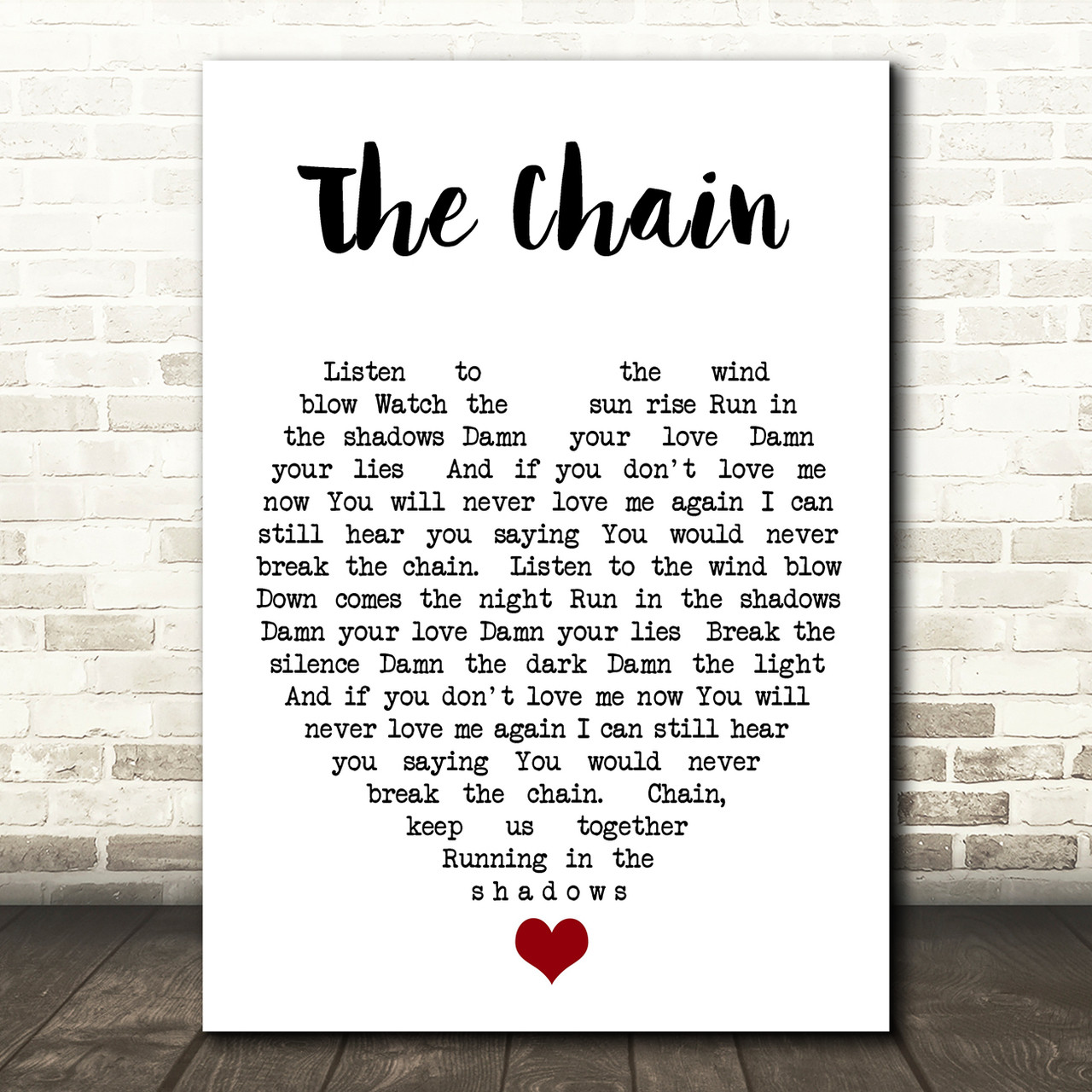 The Chain Fleetwood Mac Quote Song Lyric Heart Print Red Heart Print - my fleetwood mac logo roblox