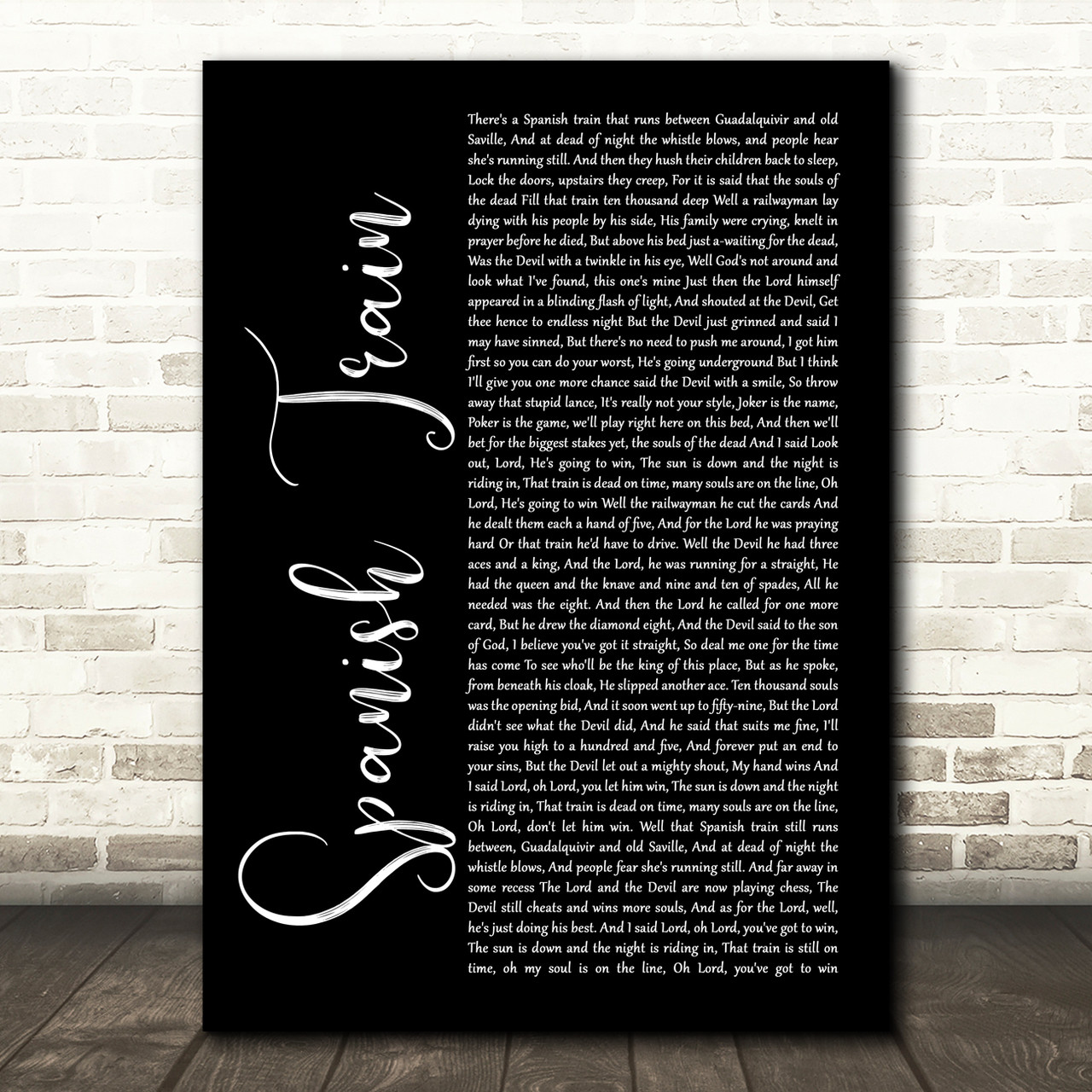 Chris De Burgh Spanish Train Black Script Song Lyric Print Red