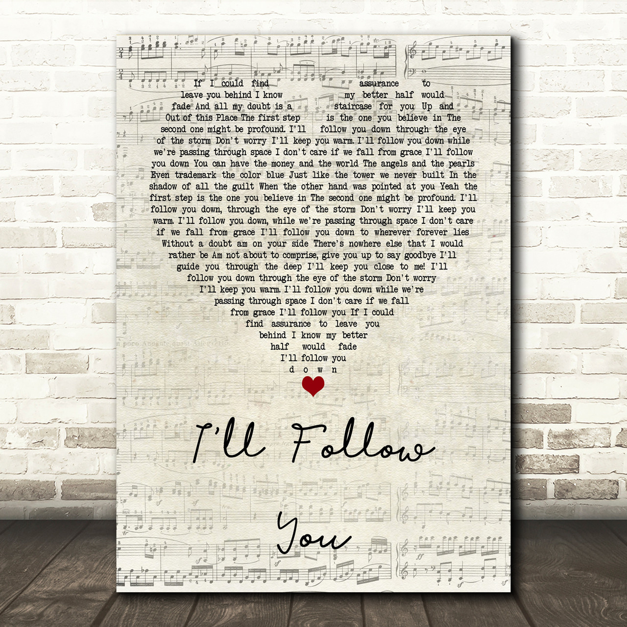 Shinedown I Ll Follow You Script Heart Song Lyric Print Red - follow script roblox 2020