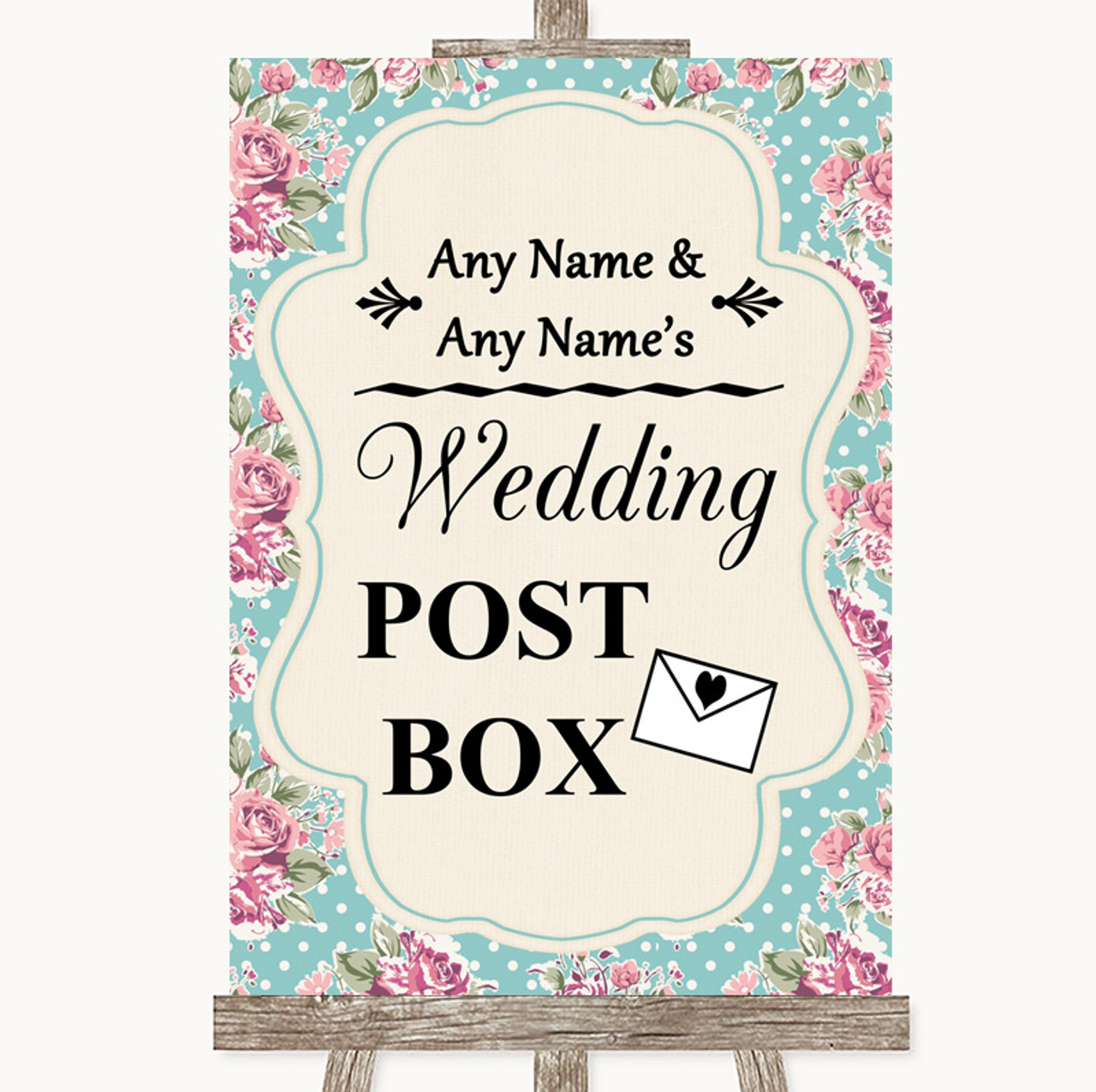 Poster Vintage Roses Shabby Chic Wedpics App Personalised Wedding Sign 