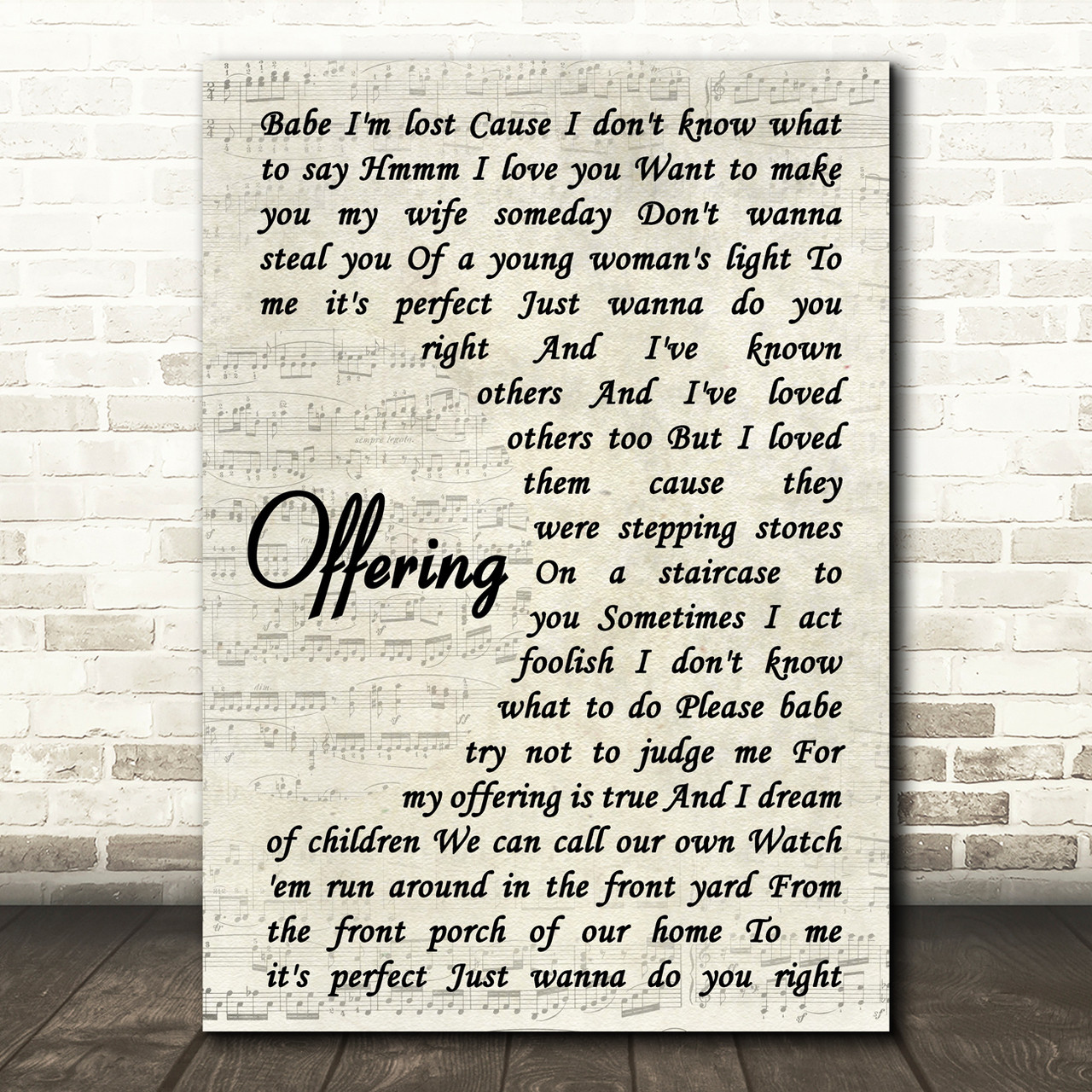 The Avett Brothers Offering Song Lyric Vintage Script Print Red Heart Print