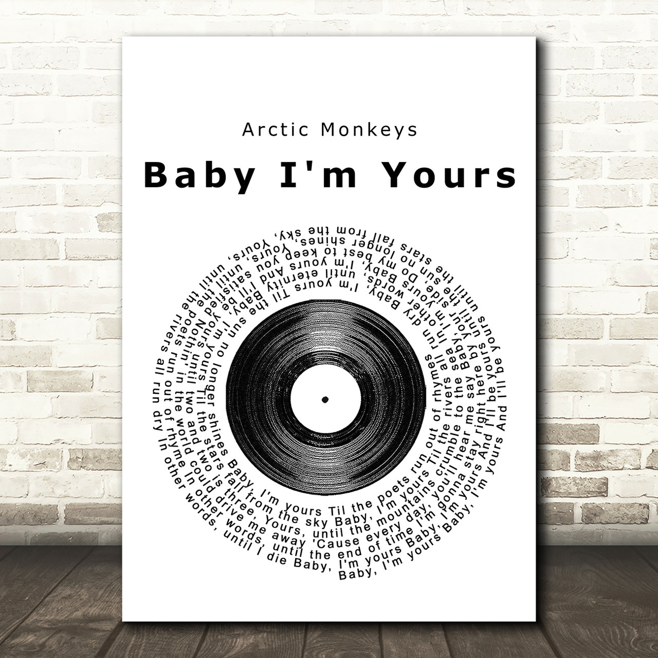 Arctic Monkeys Baby I M Yours Vinyl Record Song Lyric Print Red Heart Print