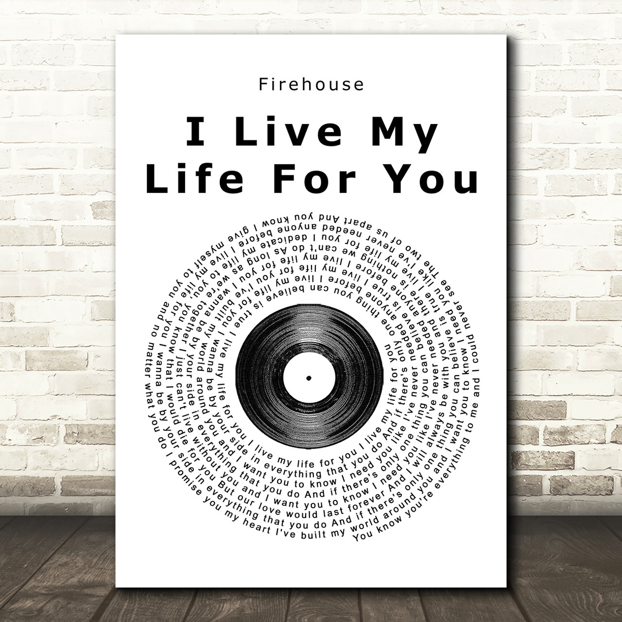 Firehouse I My Life You Vinyl Record Song Lyric Print - Red Heart Print