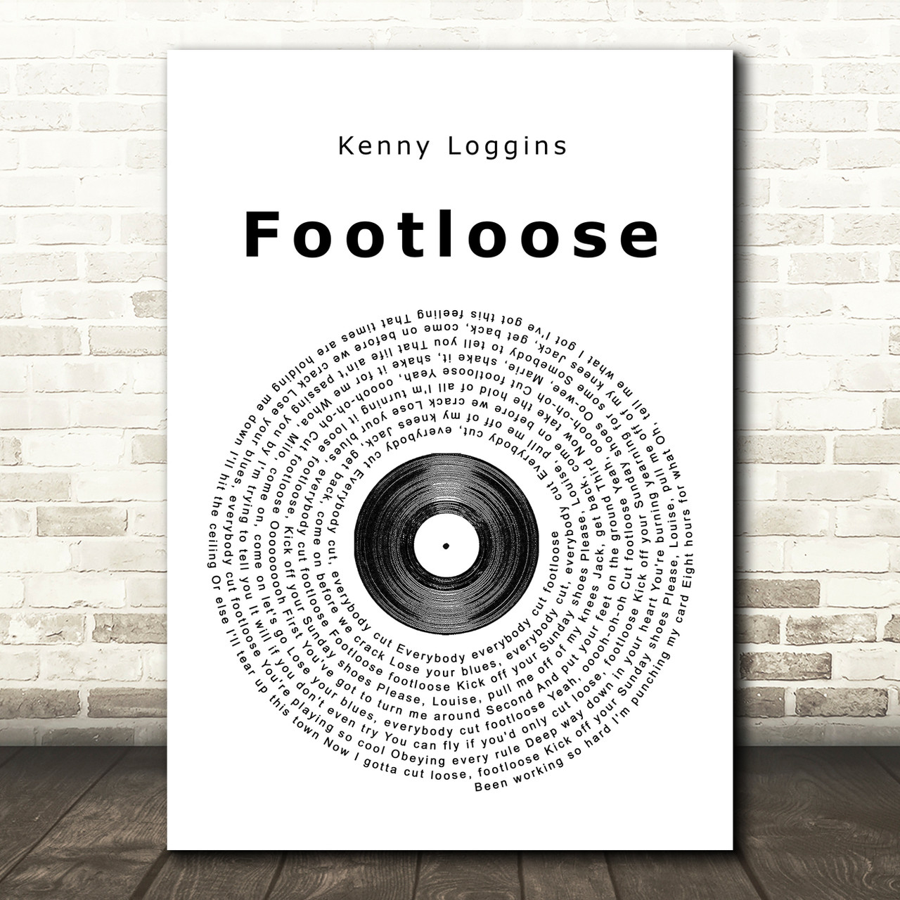 Kenny Loggins Footloose Vinyl Record Song Lyric Print - Red Heart Print