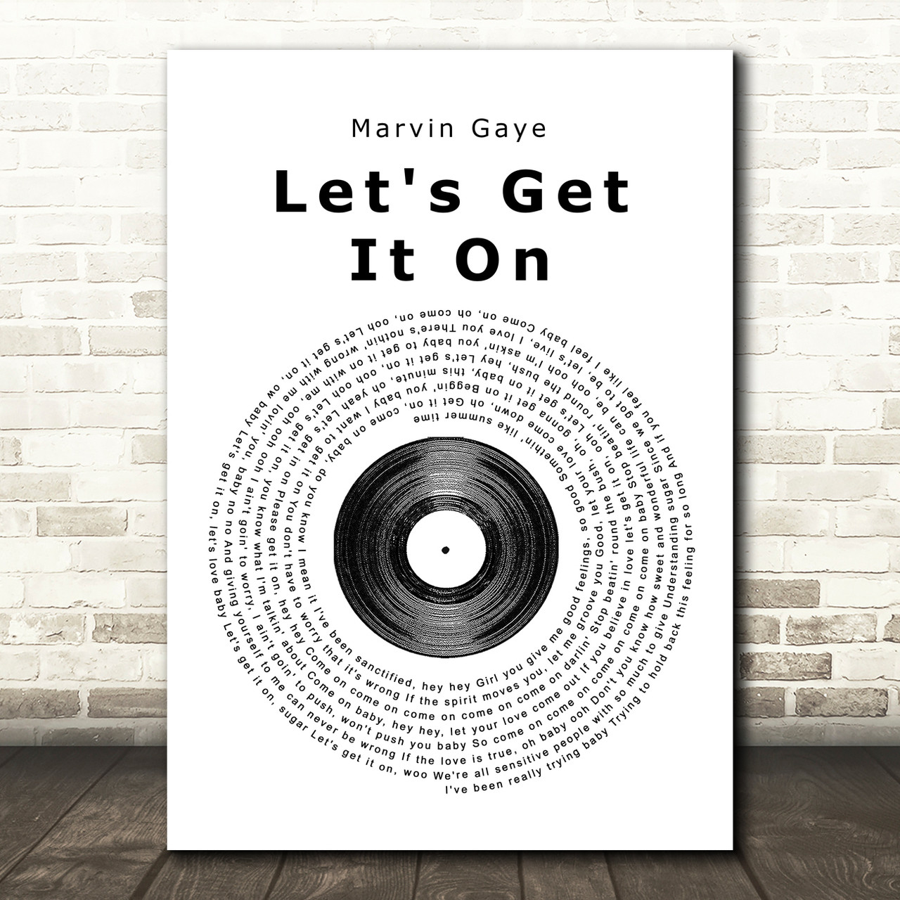 Marvin Gaye Let's Get It On Vinyl Record Song Lyric Print - Red Heart Print