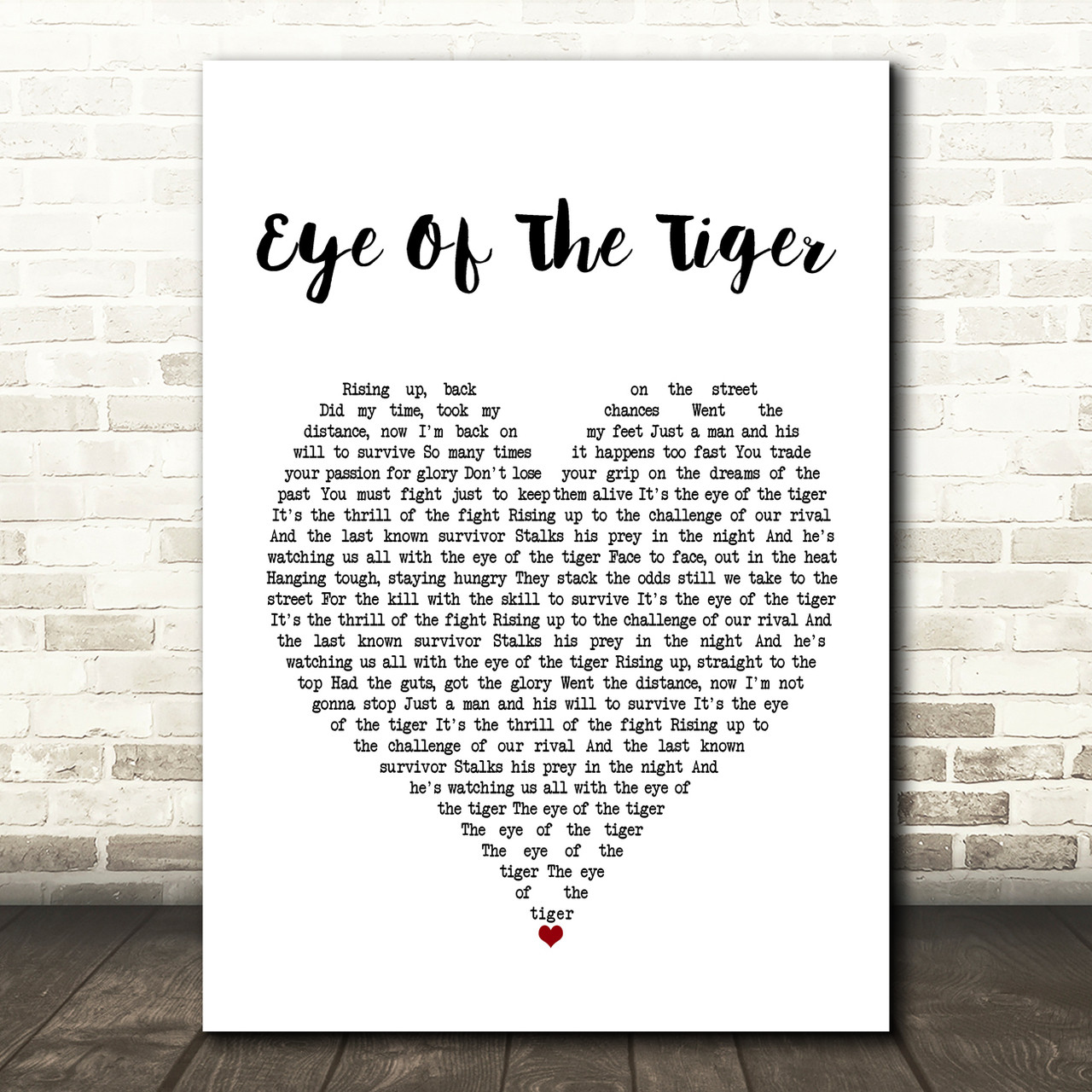 Survivor Eye Of The Tiger Heart Song Lyric Print Red Heart Print - survivor script roblox 2020