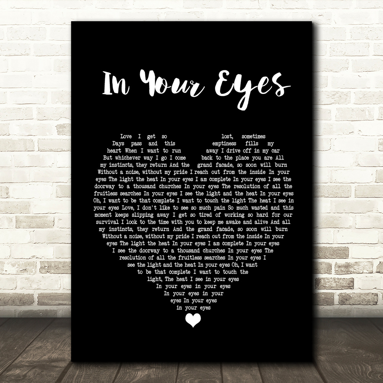 Peter In Your Eyes Black Song Lyric Music Print - Red Heart Print