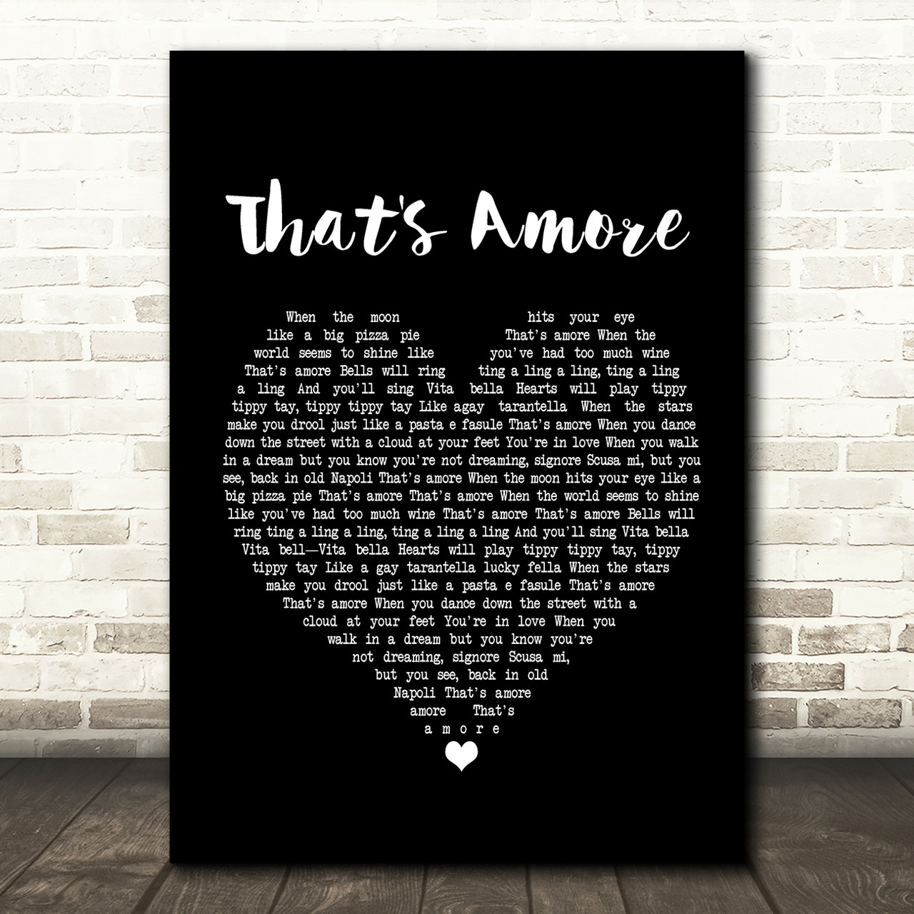 Dean Martin That's Amore Black Heart Song Lyric Music Print Red