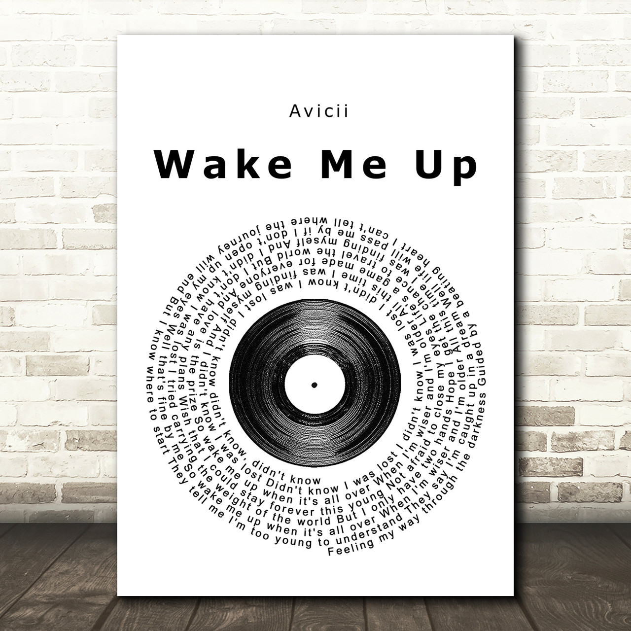 Avicii Wake Me Up Vinyl Record Song Lyric Music Print - Red Heart