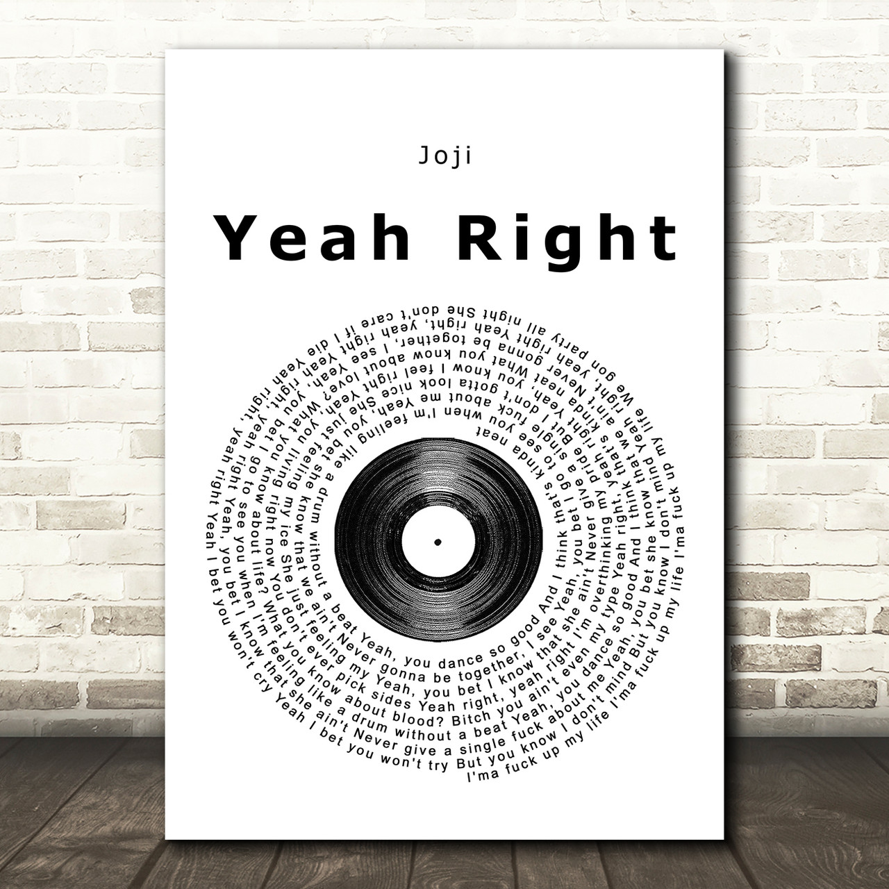 Joji Yeah Right Vinyl Record Song Lyric Music Print - Red Heart Print