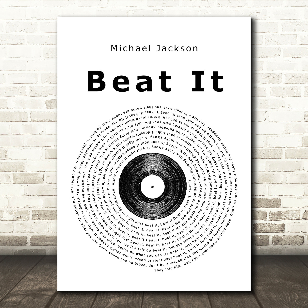 Michael Jackson Beat It Vinyl Record Song Lyric Music Print - Red