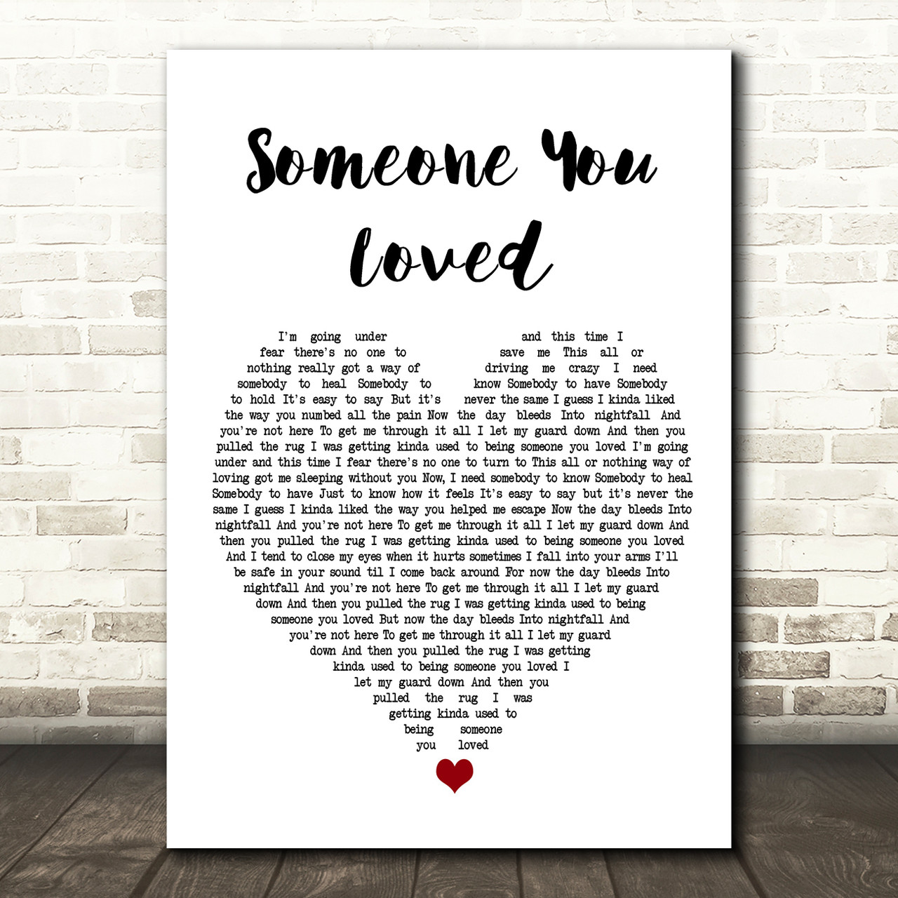 Lewis Capaldi Someone You Loved White Heart Song Lyric Music Print Red Heart Print - someone you loved roblox piano