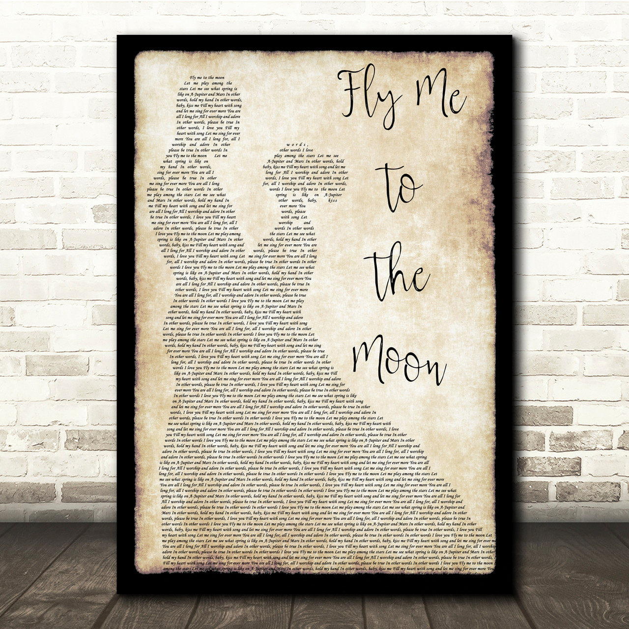 Frank Sinatra Fly Me To The Moon Man Lady Dancing Song Lyric Music Print Red Heart Print - roblox moonman song