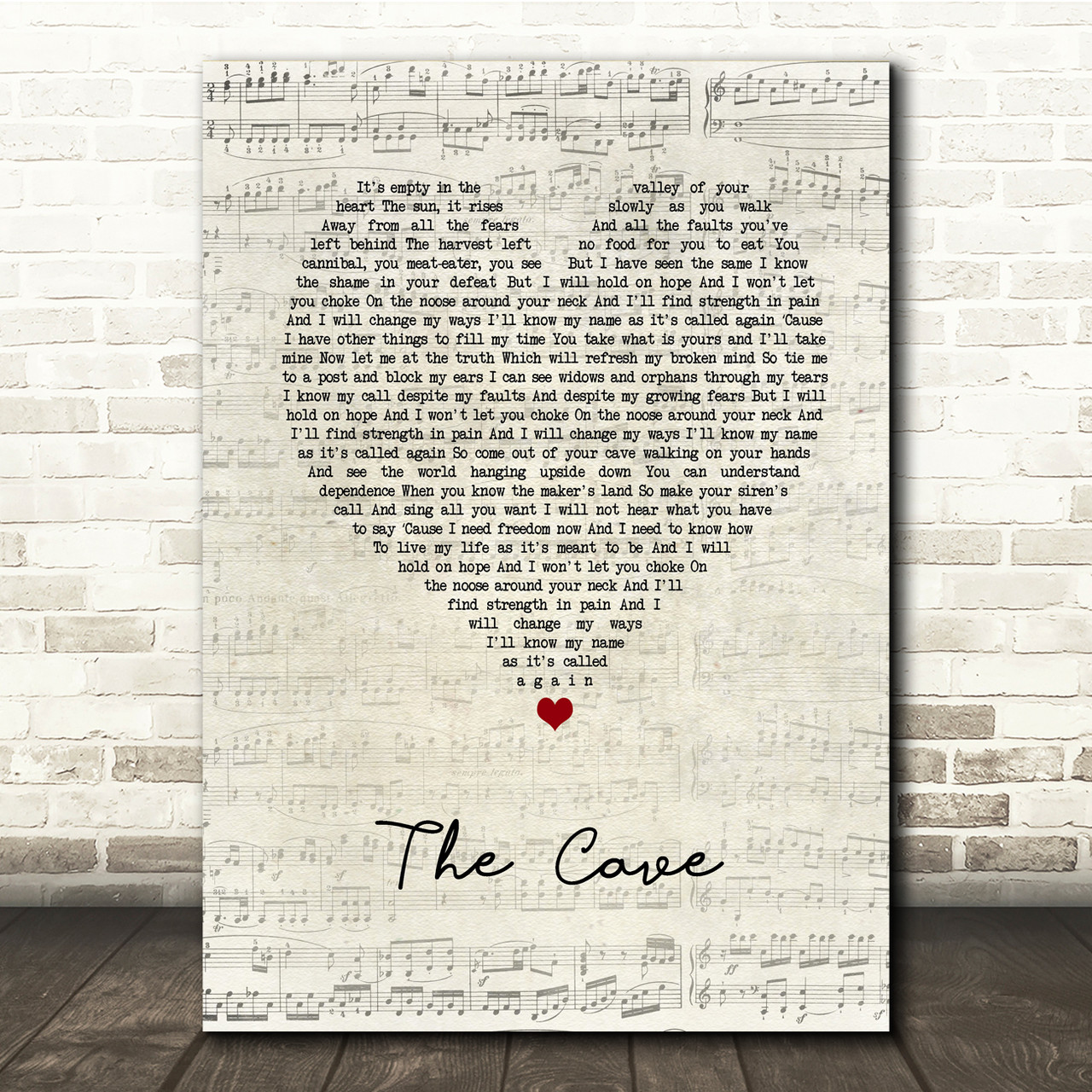 Mumford Sons The Cave Script Heart Song Lyric Music Print Red Heart Print - fnaf roblox cave