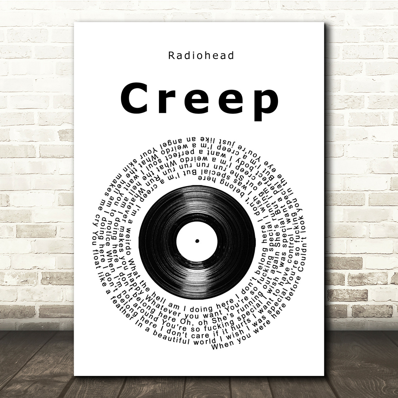 Radiohead Creep Vinyl Record Song Lyric Music Print - Red Heart Print