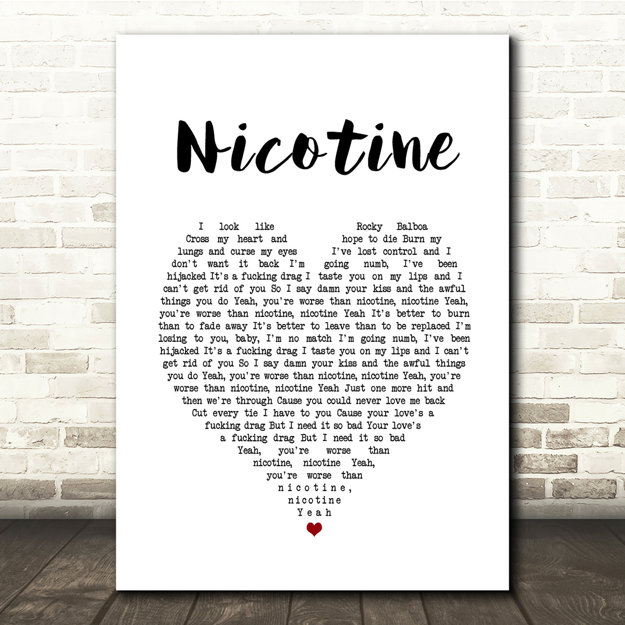 Panic At The Disco Nicotine White Heart Song Lyric Music Print Red Heart Print - panic at the disco concert roblox