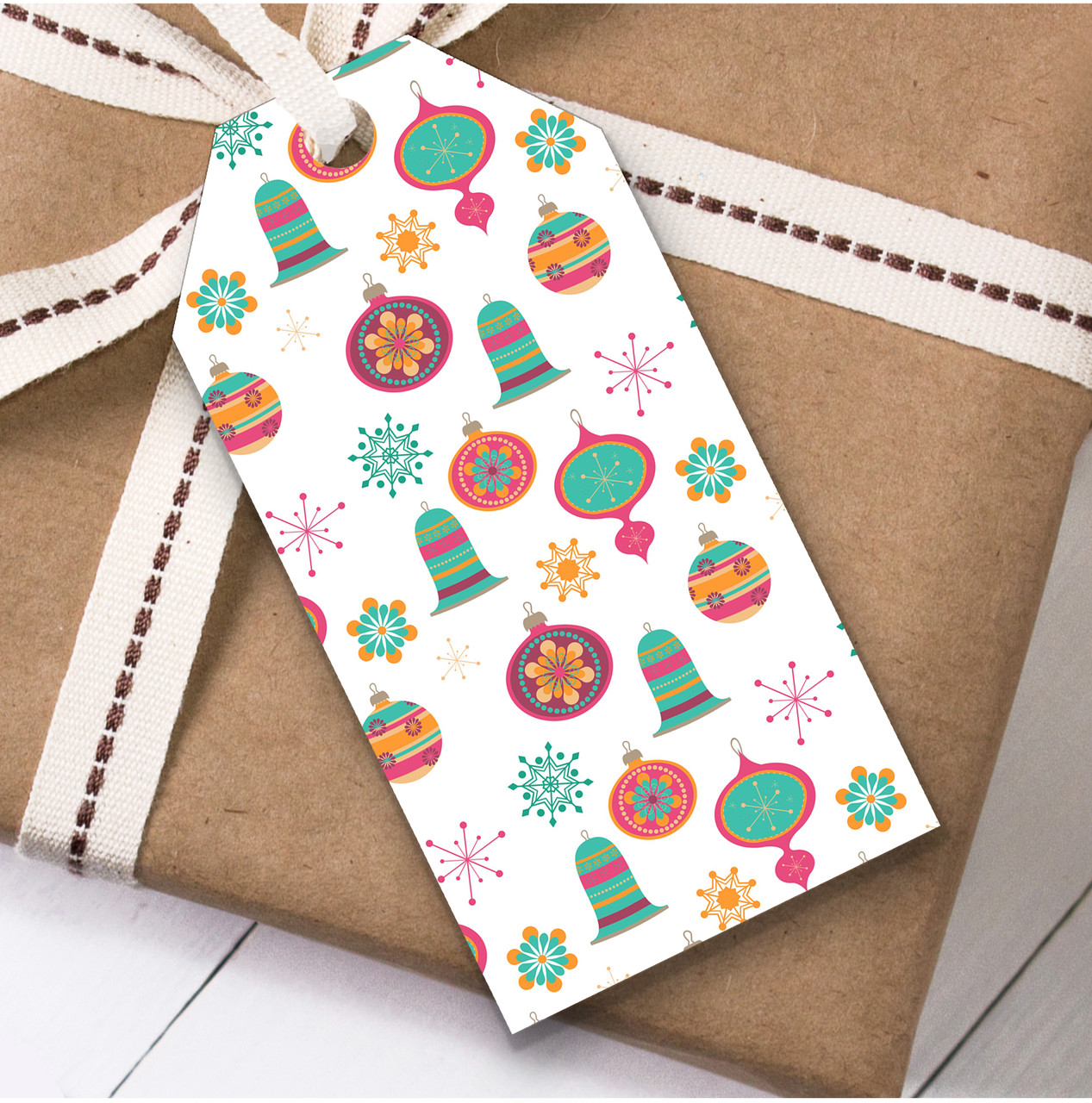 Modern Presents Christmas Gift Tags - Red Heart Print