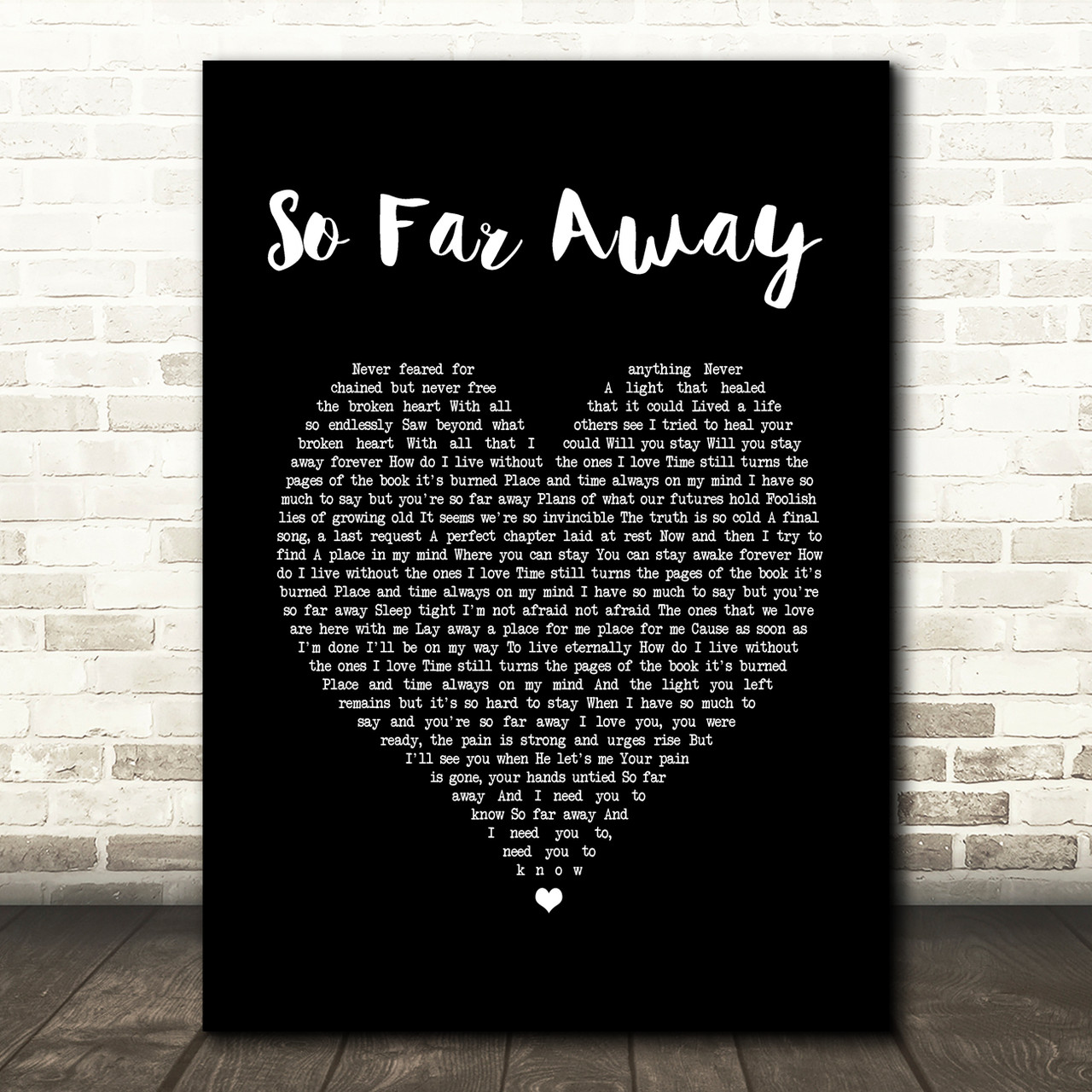 Avenged Sevenfold So Far Away Black Heart Song Lyric Print